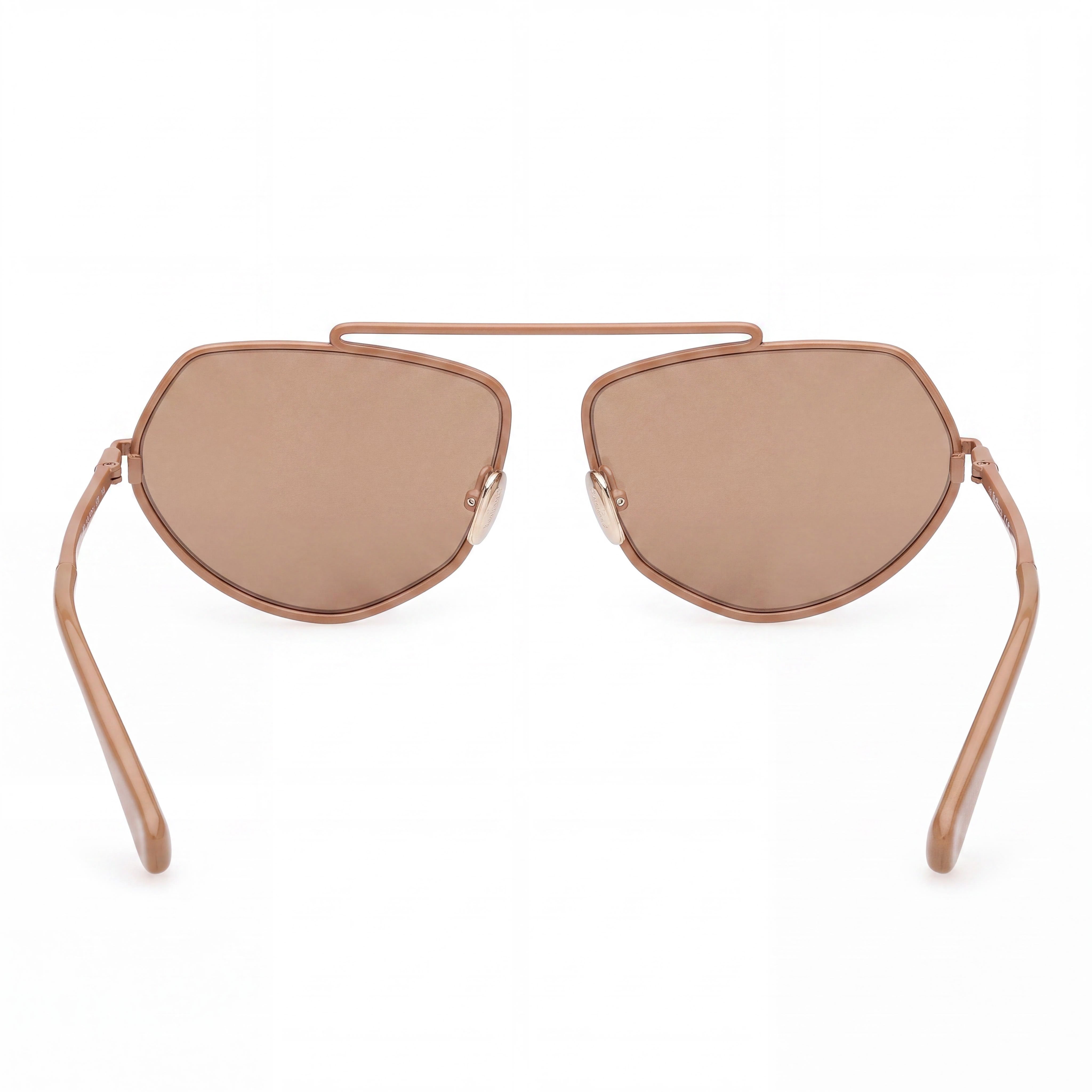 Gafas de sol MaxMara MM0165 para mujer con montura de metal marrón claro brillante y lentes marrones, 60 mm, Photo 3
