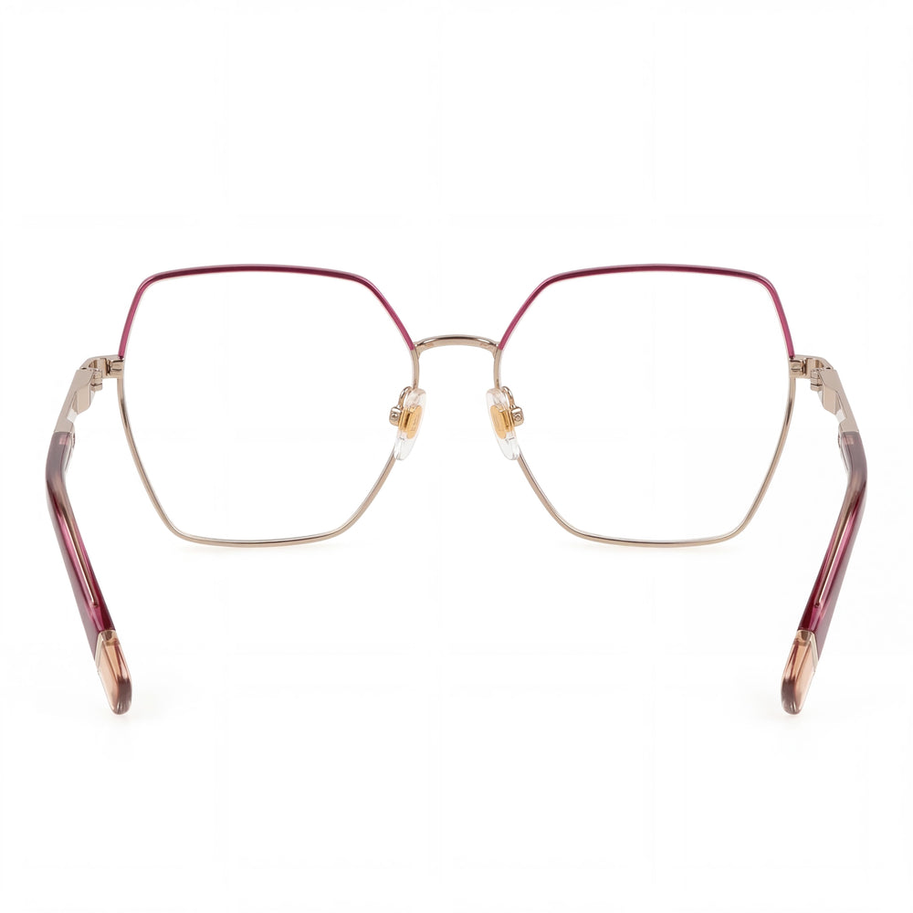Furla Gafas de sol casual de metal para mujer, Oro Rosso C/Parti Fuxia Pieno Lucido, lente transparente, 55 mm