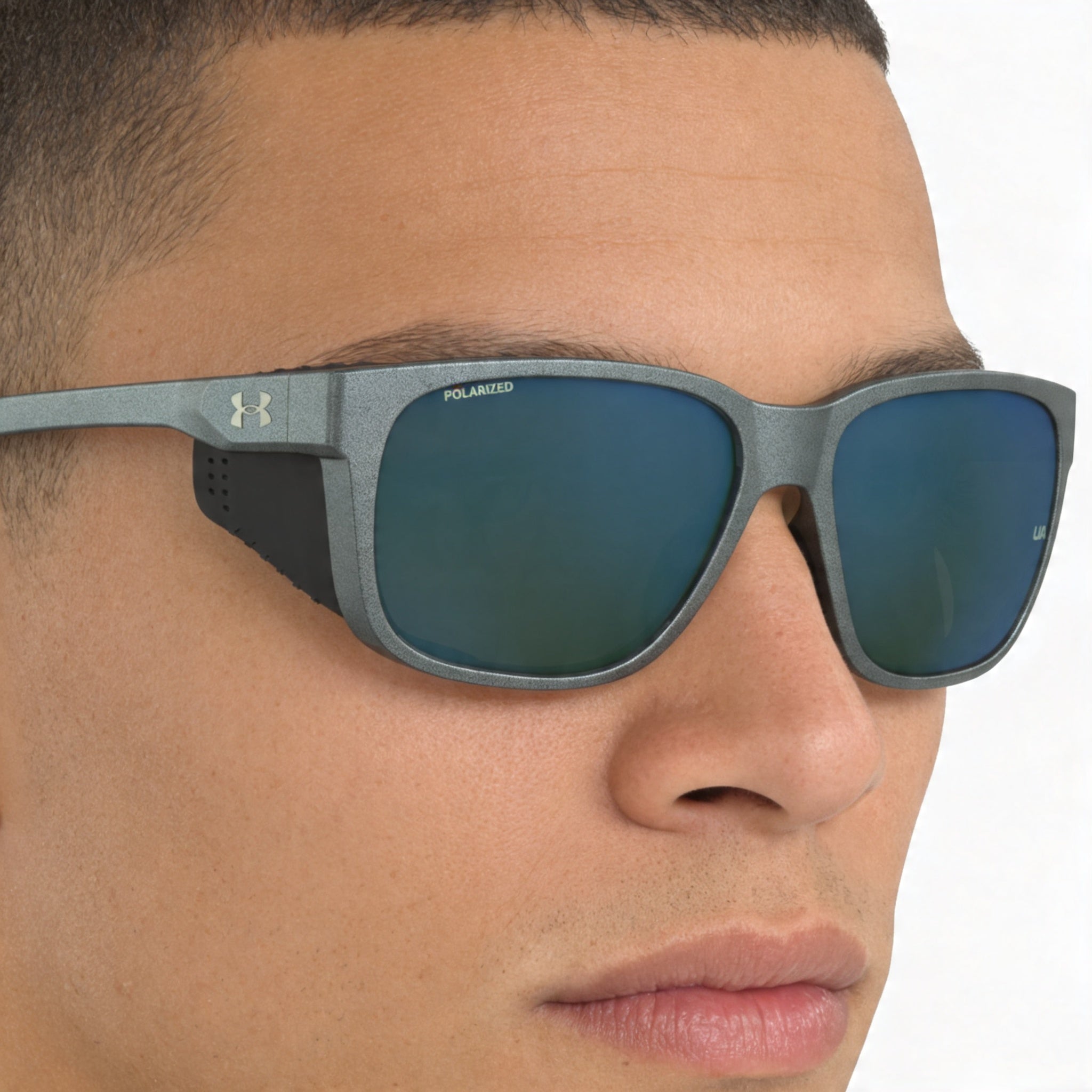 Under Armour Comtemporary Men's Polarized Sunglasses, Metalized Grey Green, 58mm, Photo 5