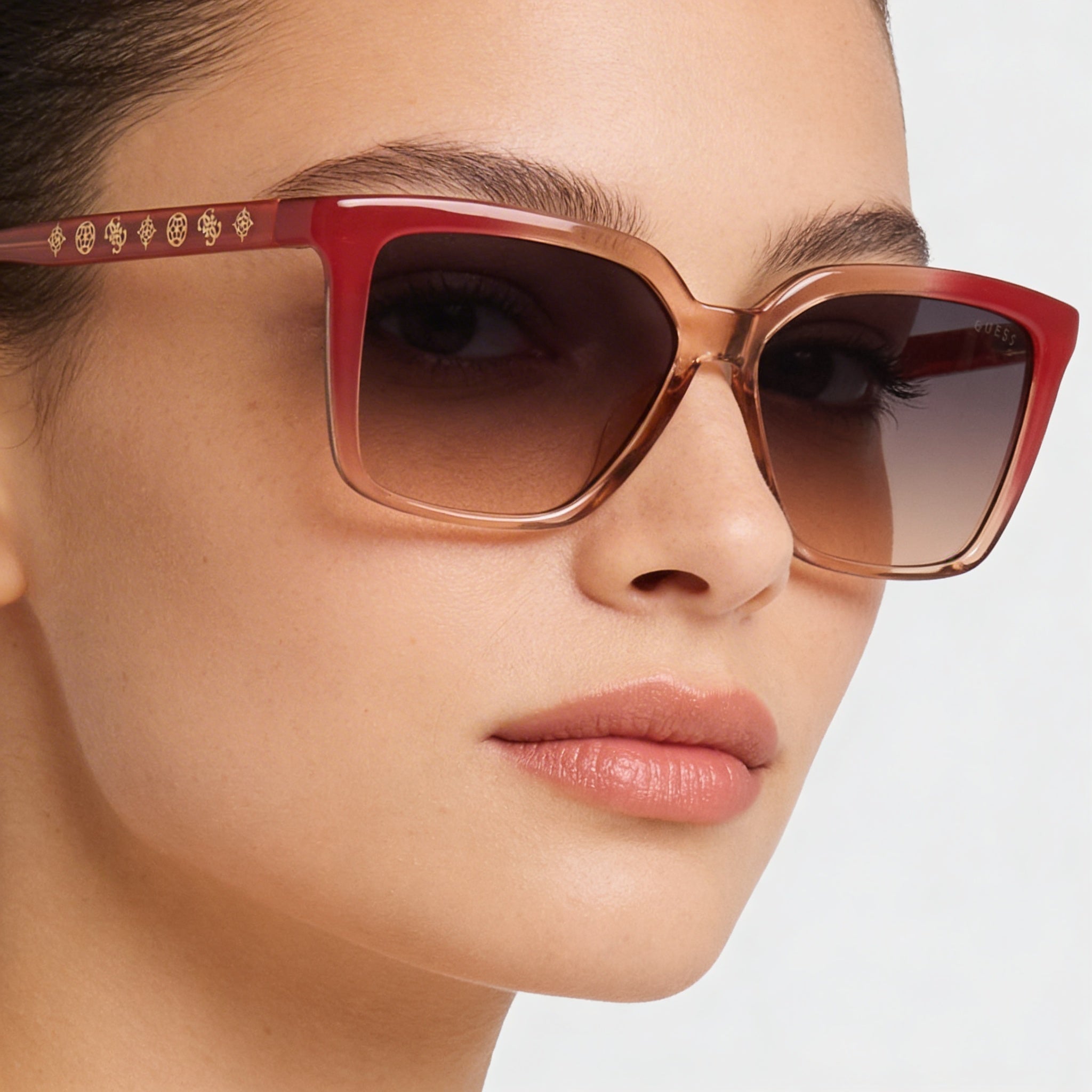 Guess Classic Sunglasses for Women with Rose Injected Frame, Grey Glass Lenses, Non-Polarized, 55mm, Photo 5