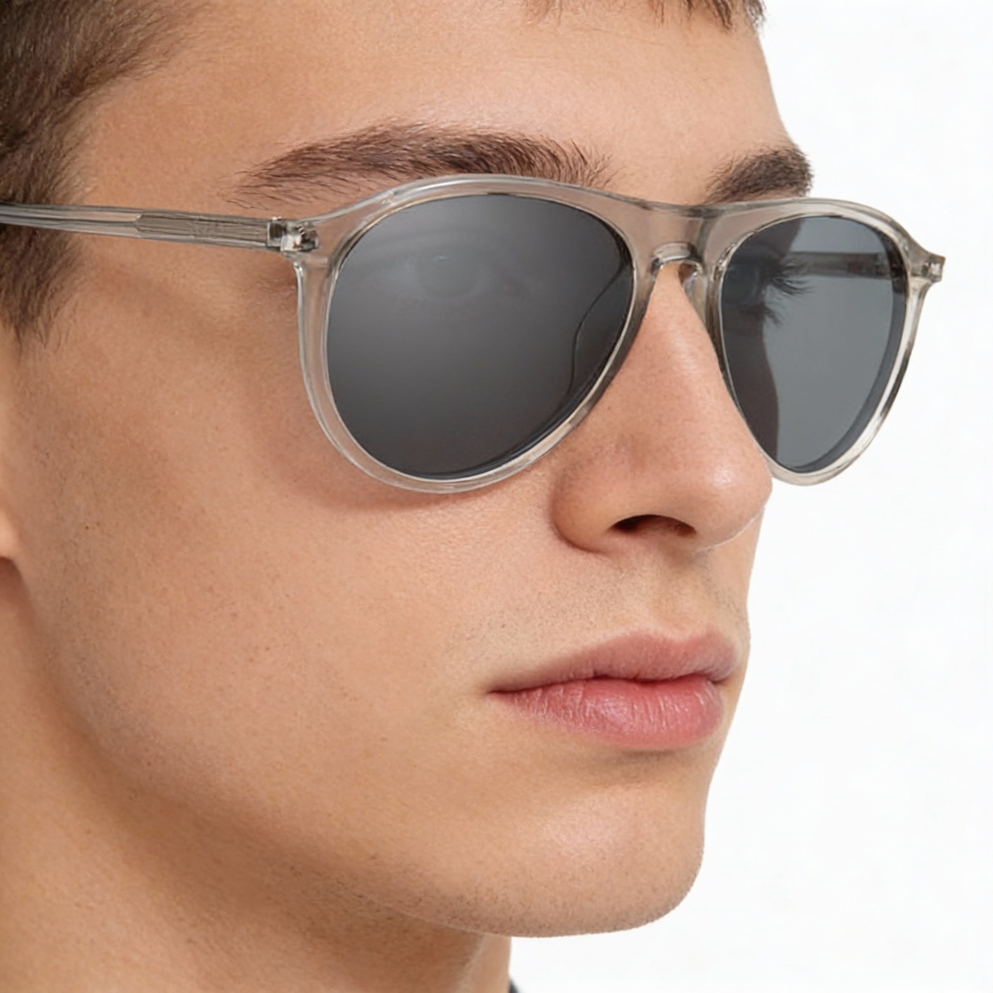 Gafas de sol unisex Saint Laurent con montura de acetato y lentes beige plateadas no polarizadas de 56 mm, Photo 4