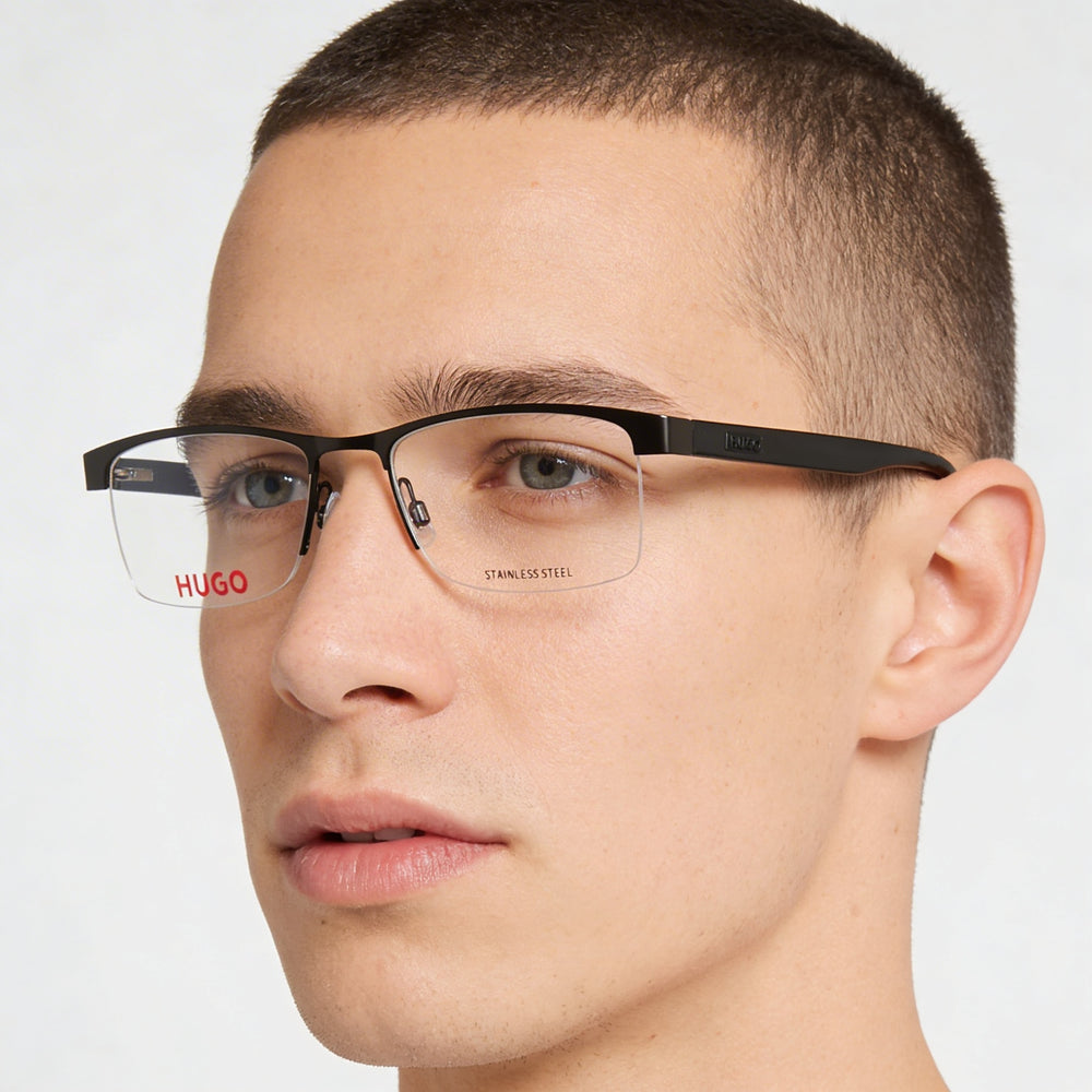 Gafas HUGO Hg 1199 para hombre, de acero inoxidable, con montura en negro rutenio y lentes en negro Truth de 53 mm