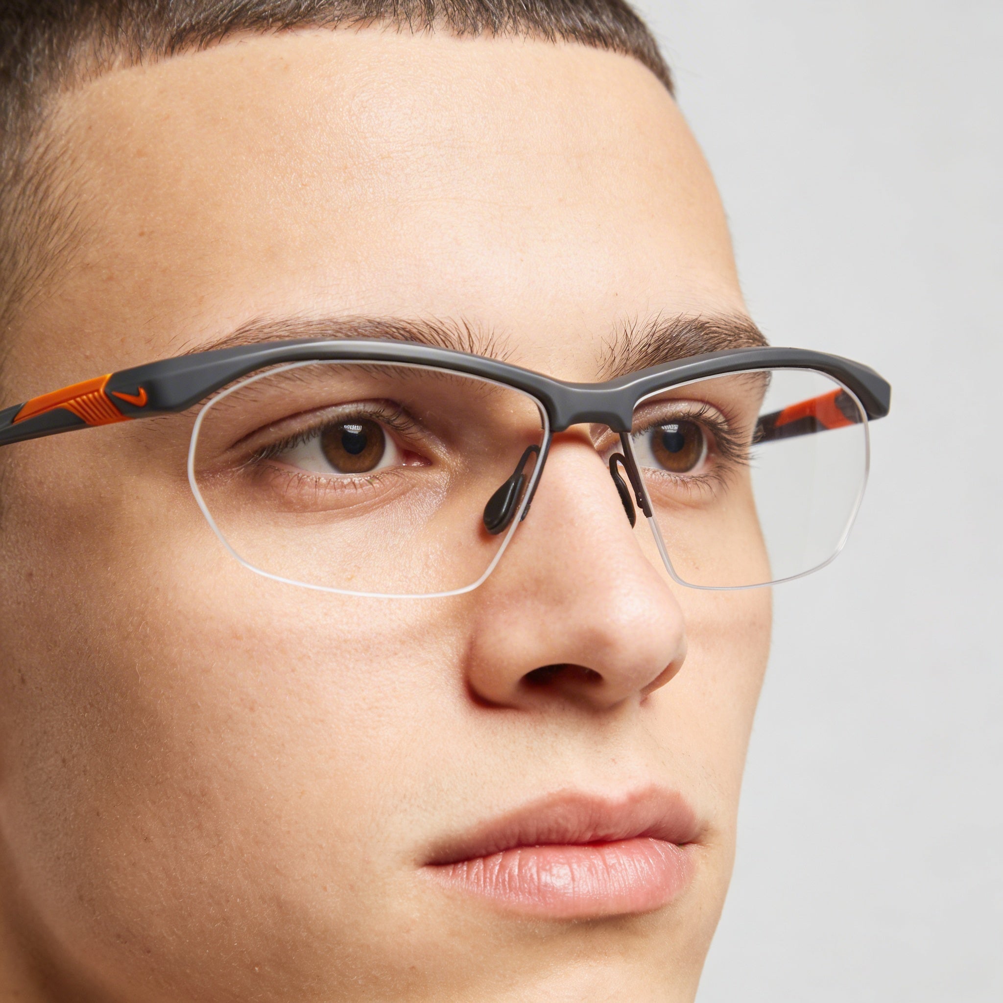 Nike 7401 Unisex Metal Frame Eyewear with Polycarbonate Lenses, Matte Dark Grey Frame & Lenses, Size 58, Photo 3