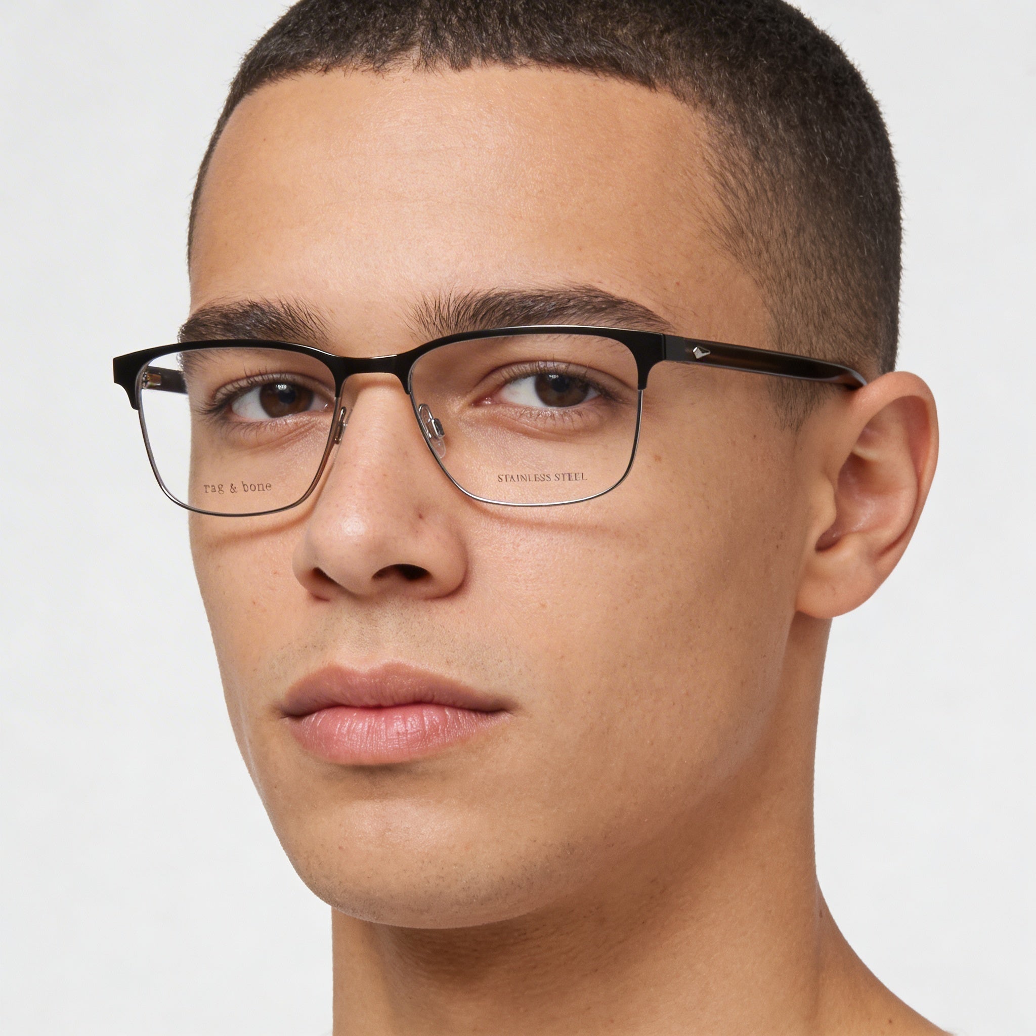 Rag & Bone Modern Collection Men's Black Alloy Steel Frame Sunglasses featuring Polycarbonate Lenses 56mm, Photo 4