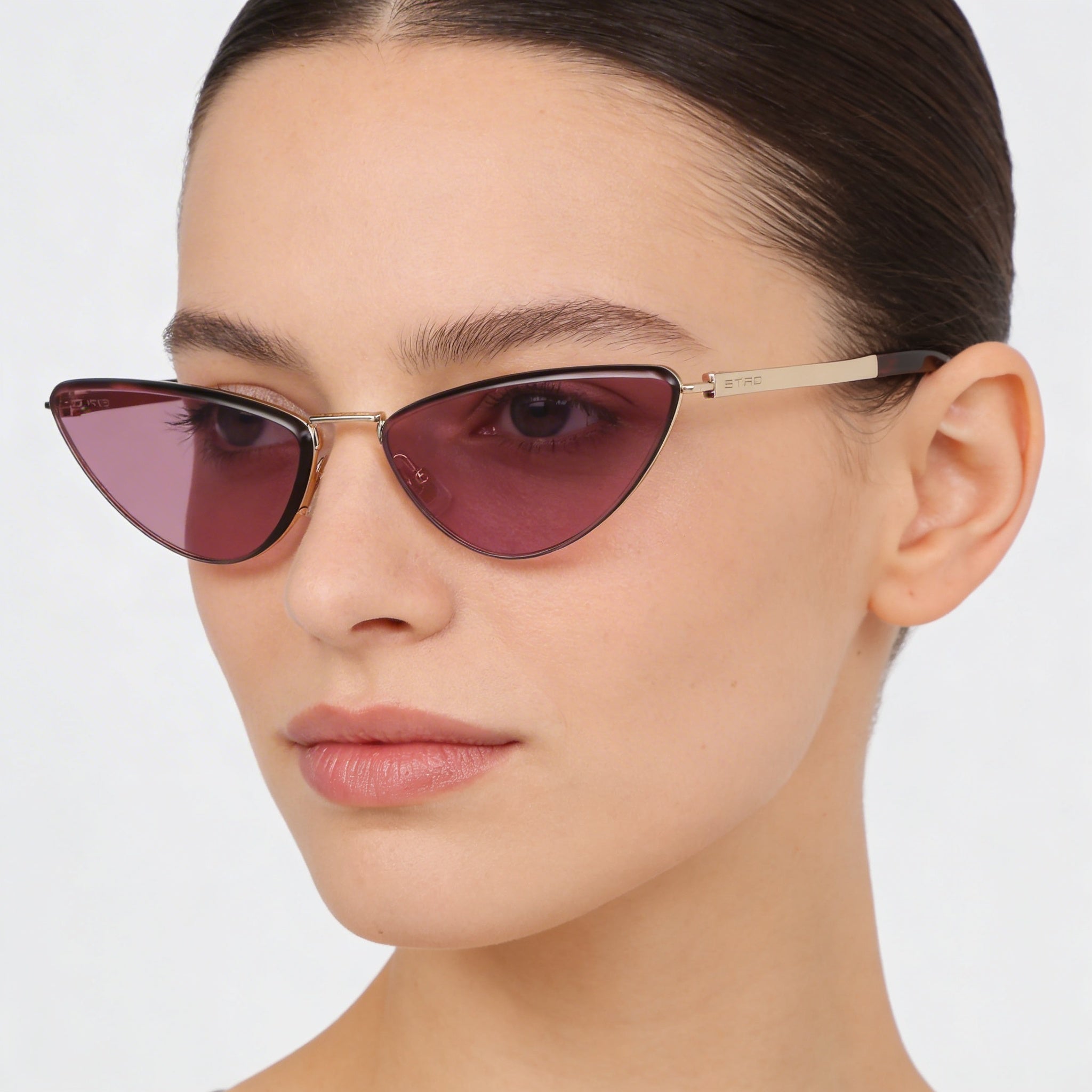 Gafas de sol casual Etro para mujer con montura de acero inoxidable en oro rosa y lentes rojas (64-15-145), Photo 5