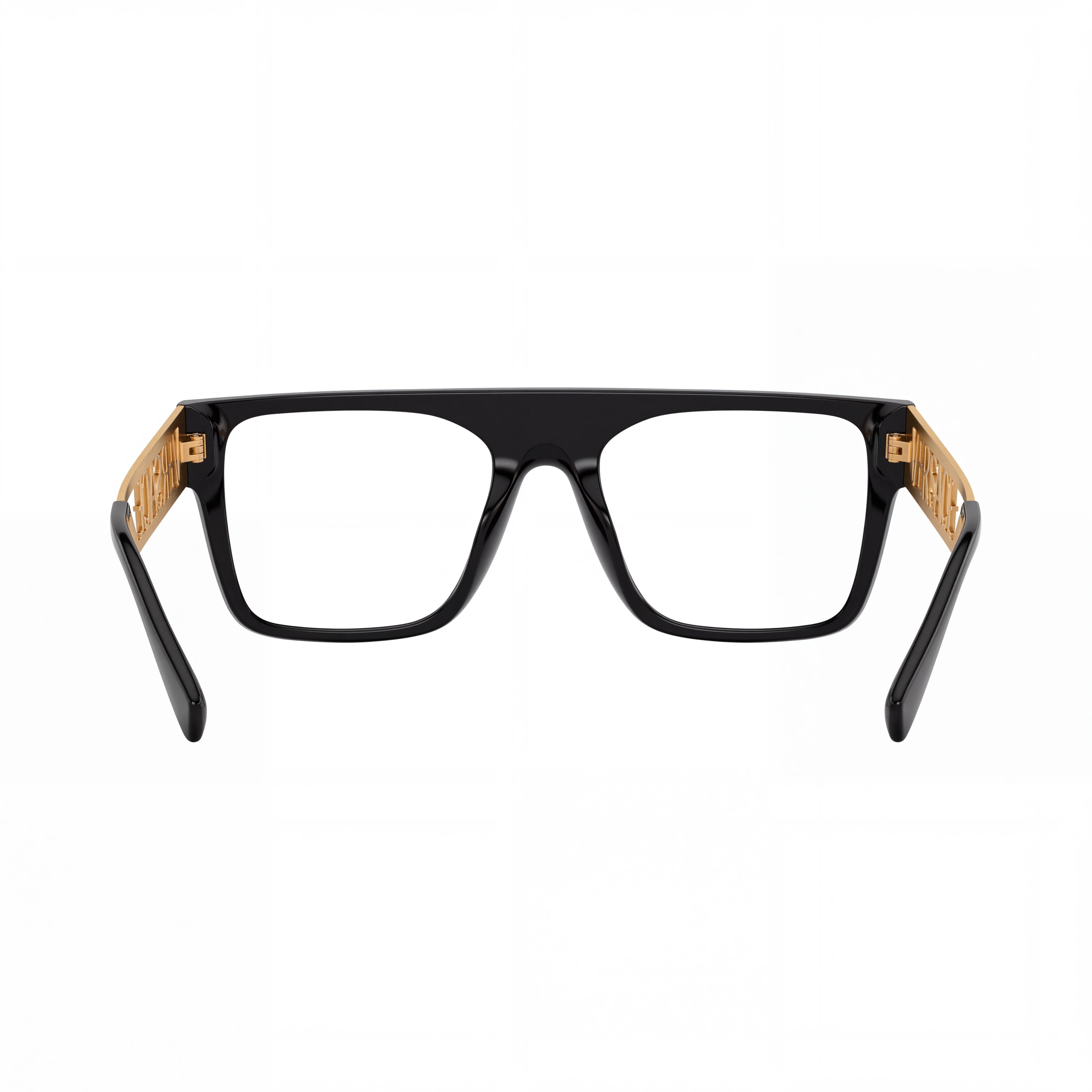 Versace Ve 3326u Unisex Acetate Black Gold Square Full Rim Eyeglass Frames with 55mm Lens, 19mm Bridge, 145mm Temple, Photo 4
