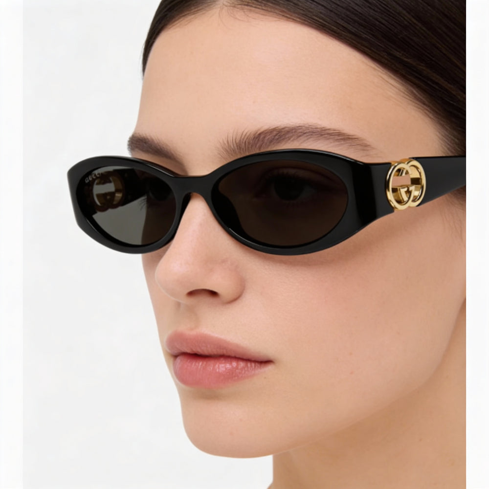 Gafas de sol Gucci GG1660S para mujer, montura negra, no polarizadas, con protección UV 100 % y lentes de 54 mm.