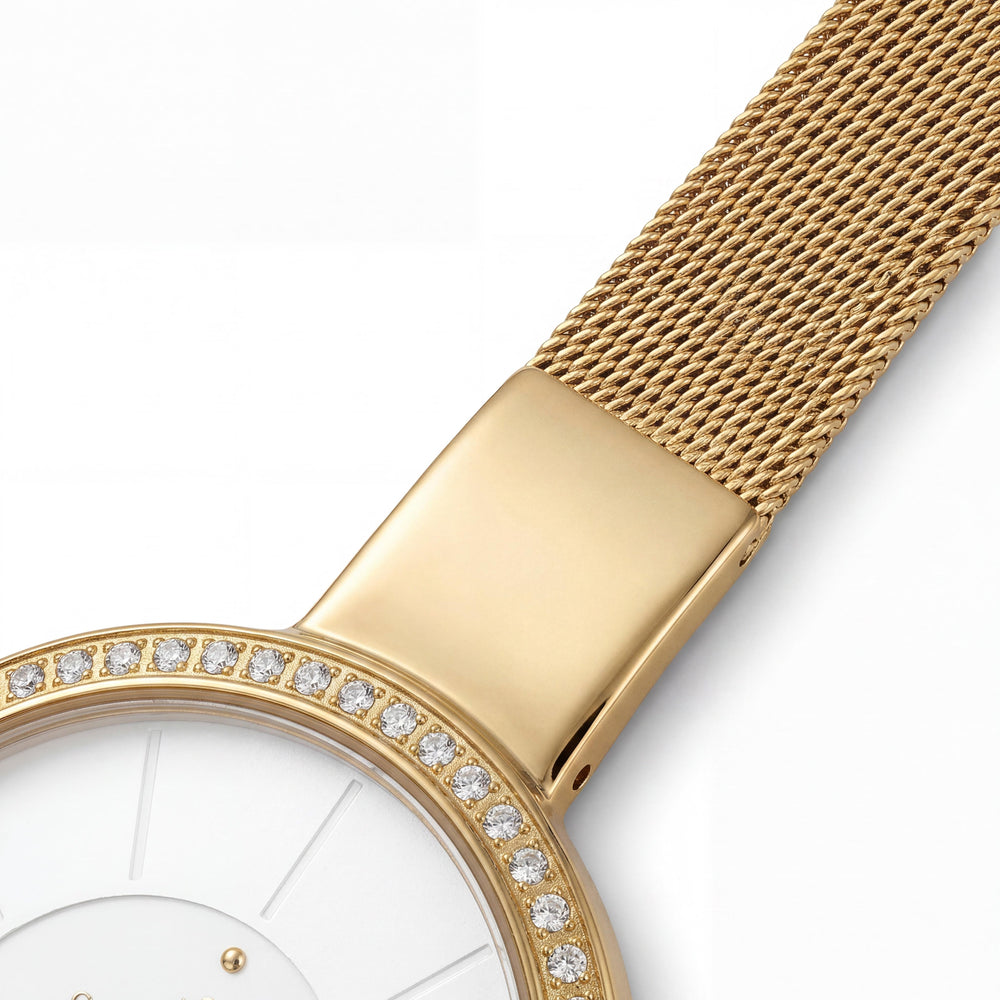 Reloj clásico de mujer Christian Van Sant CV0222 de 32 mm con caja y brazalete de acero inoxidable y bisel con cristales en forma de D