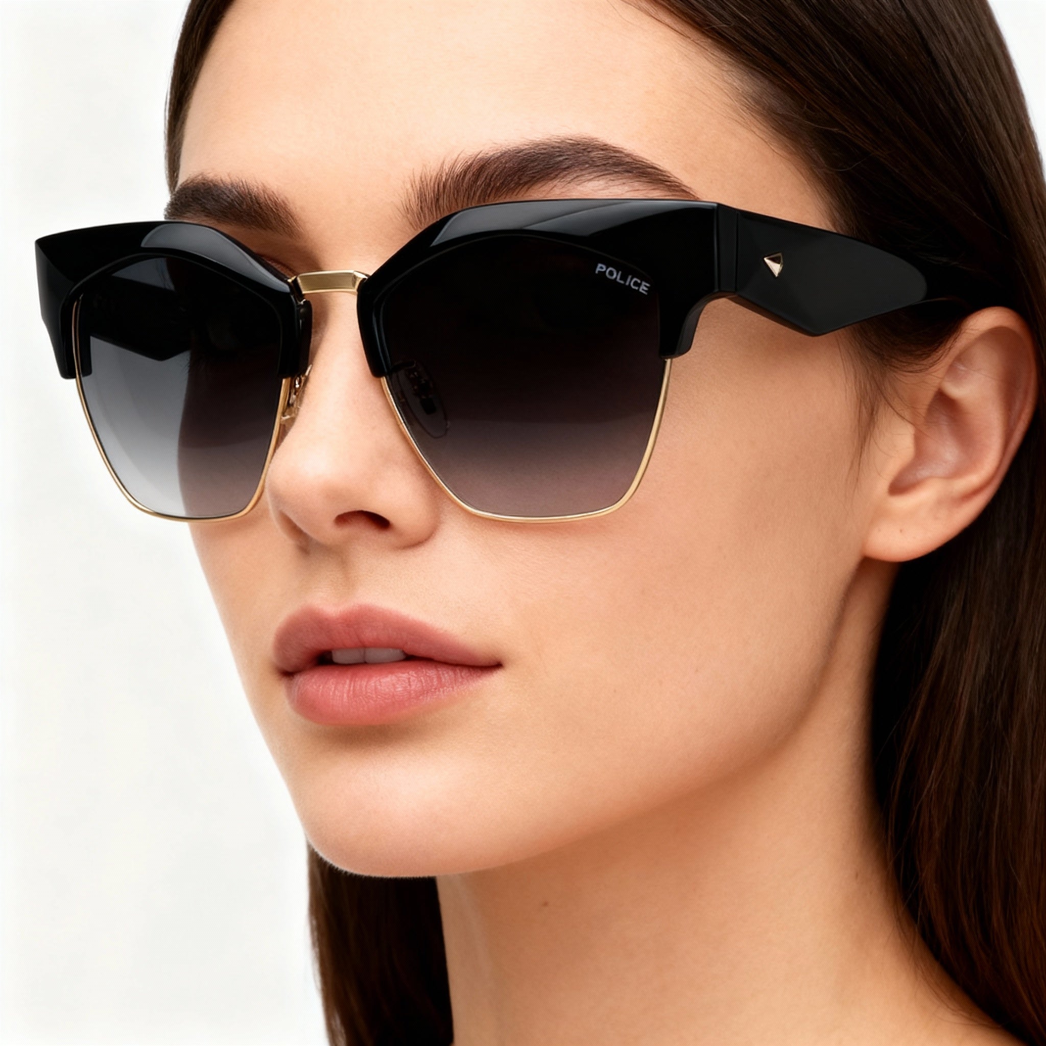 Police SPLN59 Women's Full Rim Square Sunglasses Glossy Black 56mm Lens 16mm Bridge 140mm Temple, Photo 4