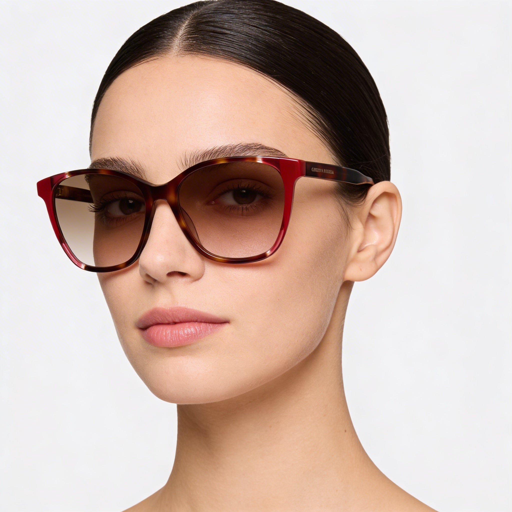 Gafas de sol Carolina Herrera CH 0061/S para mujer, de acetato clásico, montura en rojo habana, lentes degradadas marrones, 57, Photo 5
