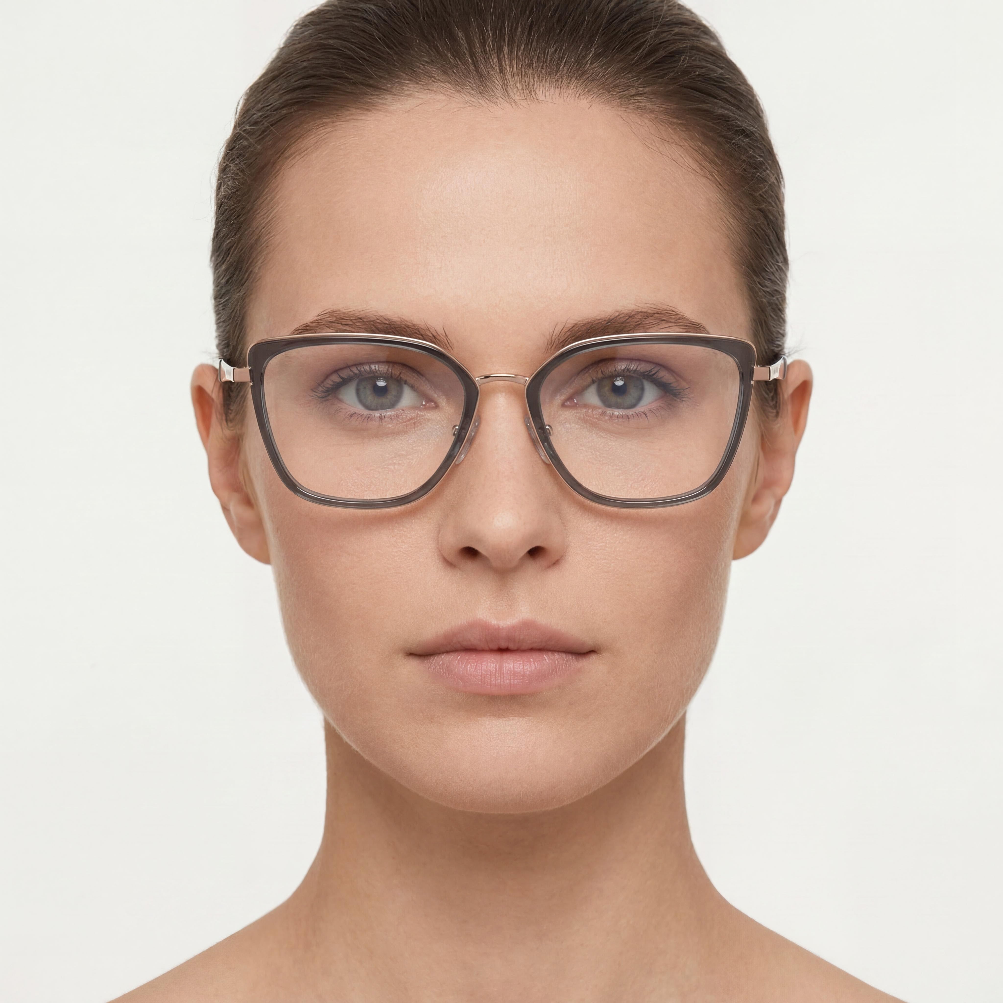 Gafas de prescripción Emporio Armani Ea1152 de metal ojo de gato para mujer, oro rosa brillante y gris, 50-17-140, Photo 4