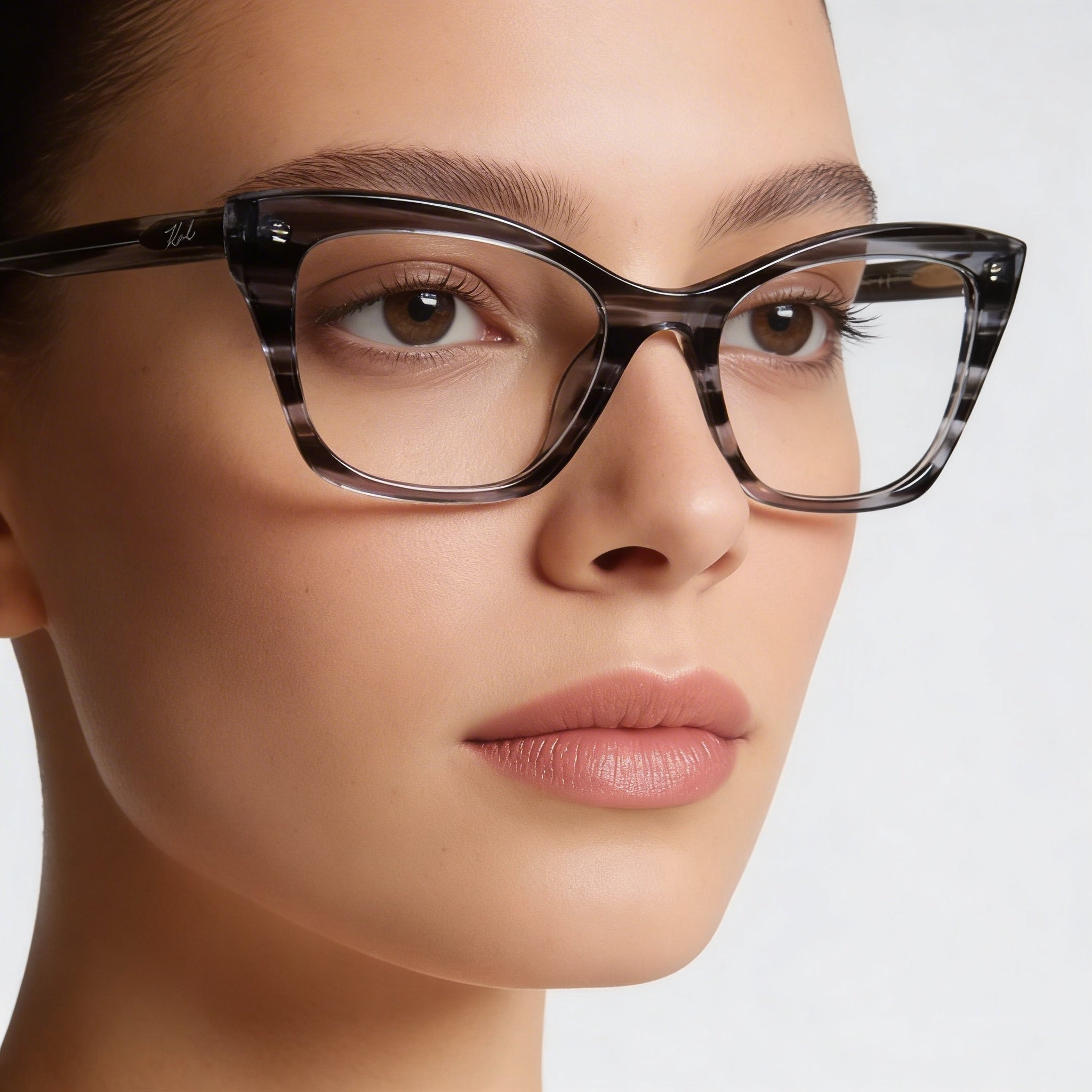 Montura de acetato para mujer KARL LAGERFELD Modern KL6134 en gris a rayas con lentes no polarizadas de 52 mm, Photo 5