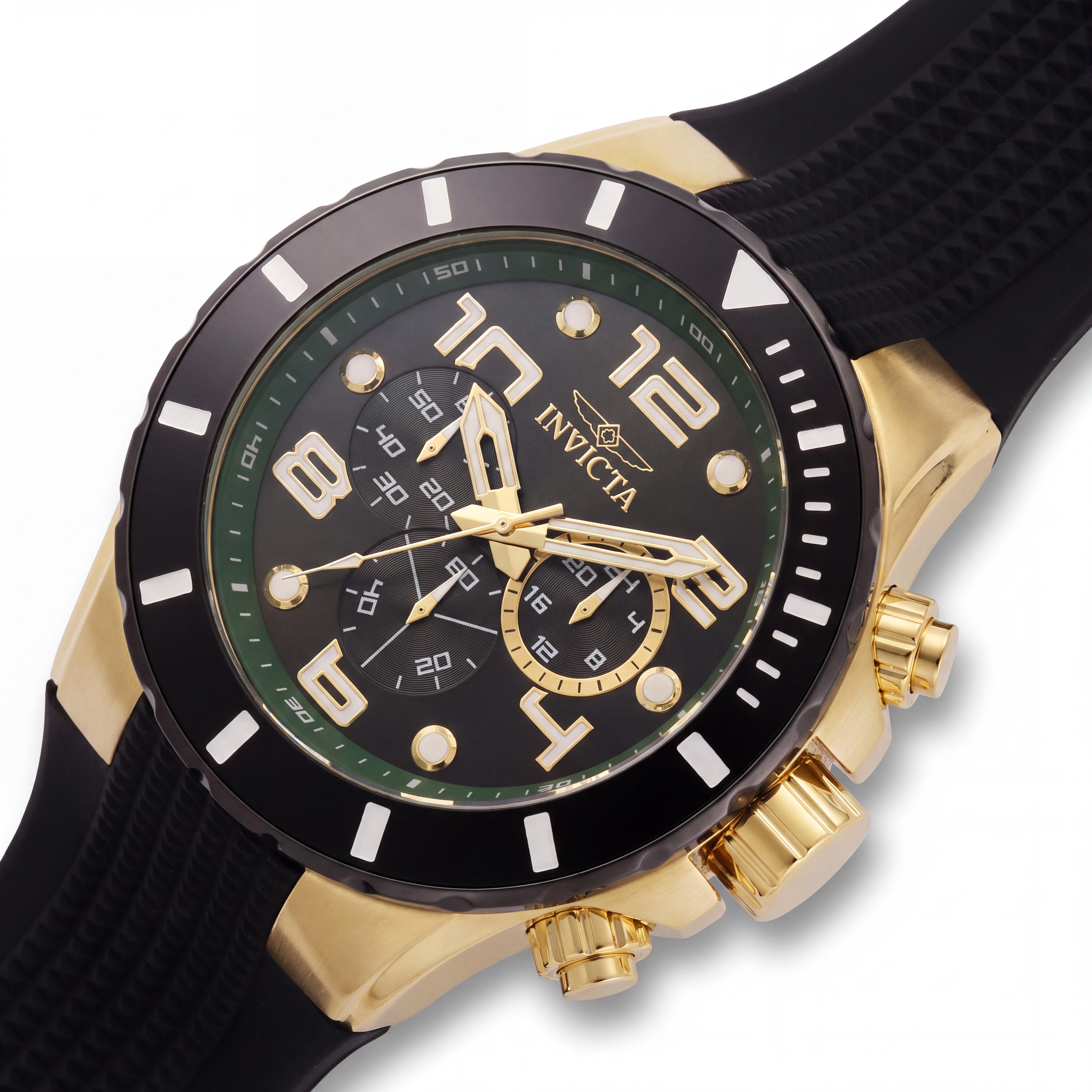 Reloj Invicta para hombre Pro Diver cronógrafo, acero inoxidable tono oro amarillo, poliuretano negro 50 mm, Photo 3