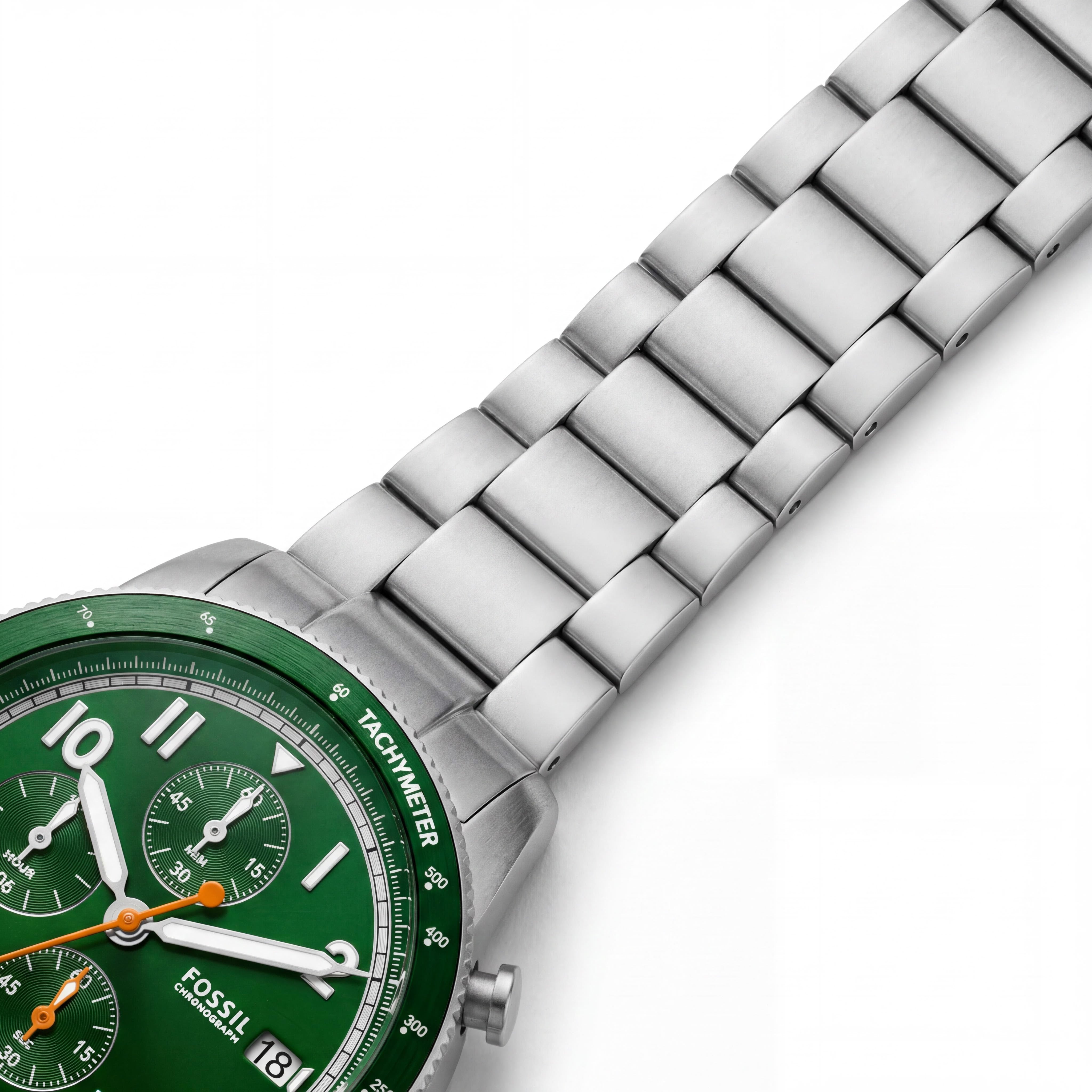 Reloj Fossil Sport Tourer Cronógrafo de Hombre Acero Inoxidable Plateado/Verde 42mm, Photo 3