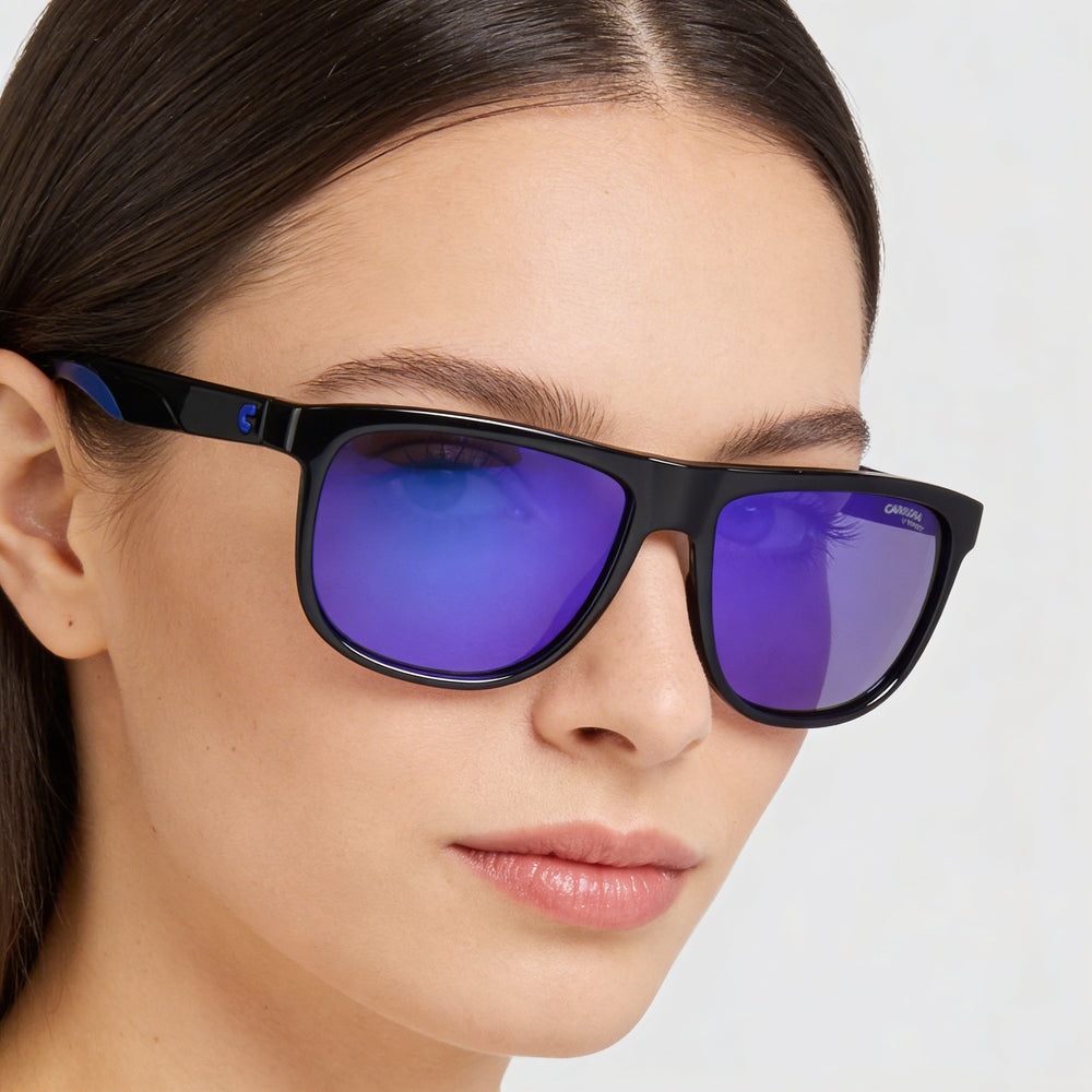 Gafas de sol Carrera Modern para mujer, montura de poliamida inyectada en azul y negro, protección UV 100 %, 58 mm