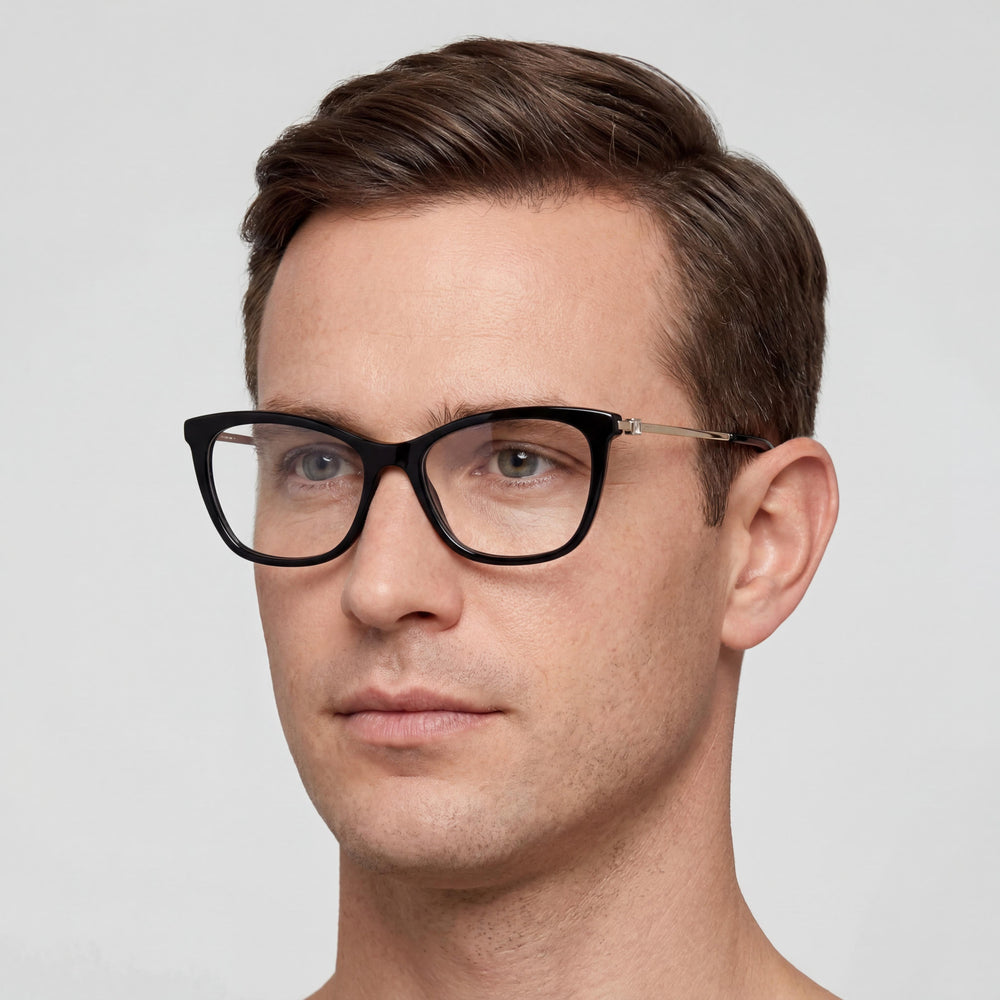 Gafas MaxMara Mm5070 para hombre, de plástico negro ligero, montura completa, lentes de policarbonato transparentes, tamaño 54-14-140