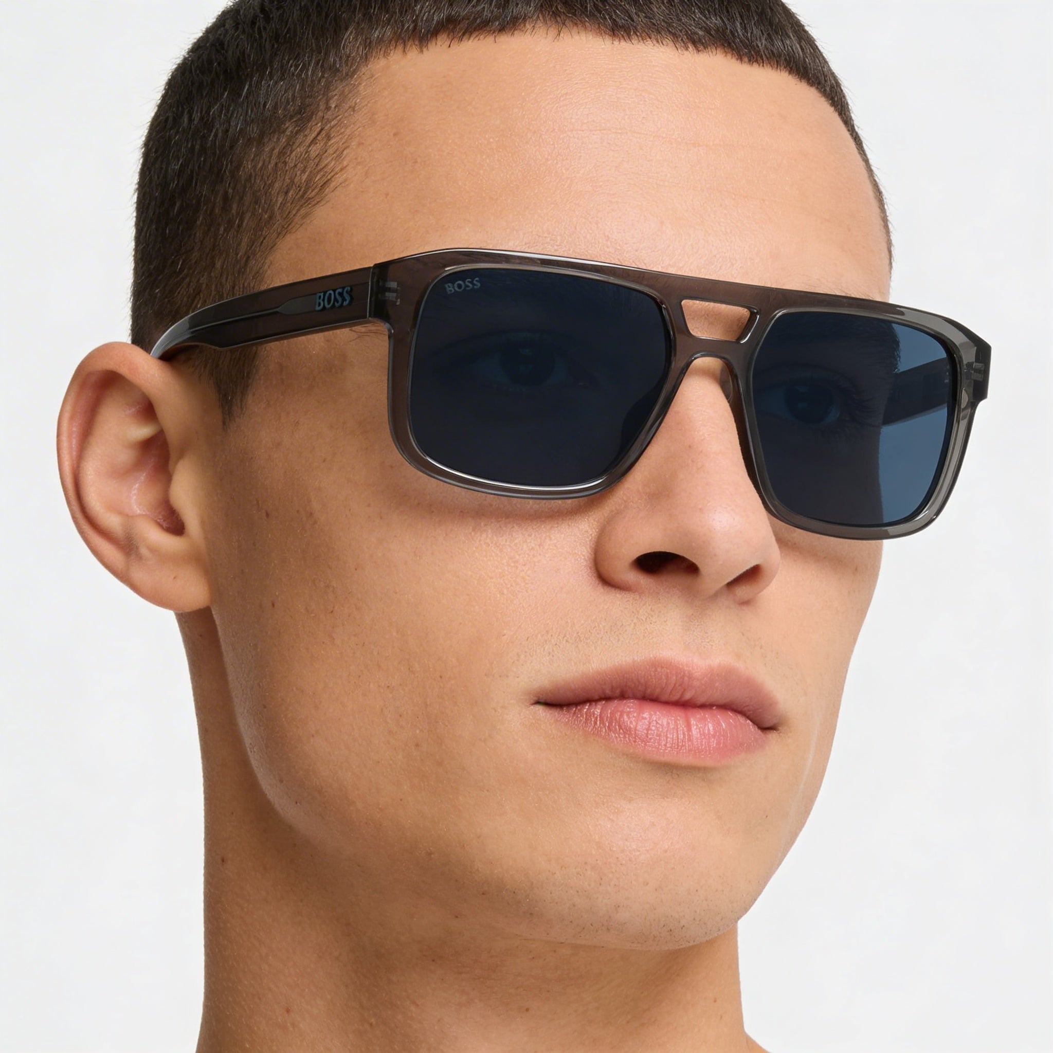Gafas de sol Hugo Boss Modern para hombre, negras y grises, de celulosa ecológica, montura P.INJ, cristales azules no polarizados, protección UV, 56 mm, Photo 5
