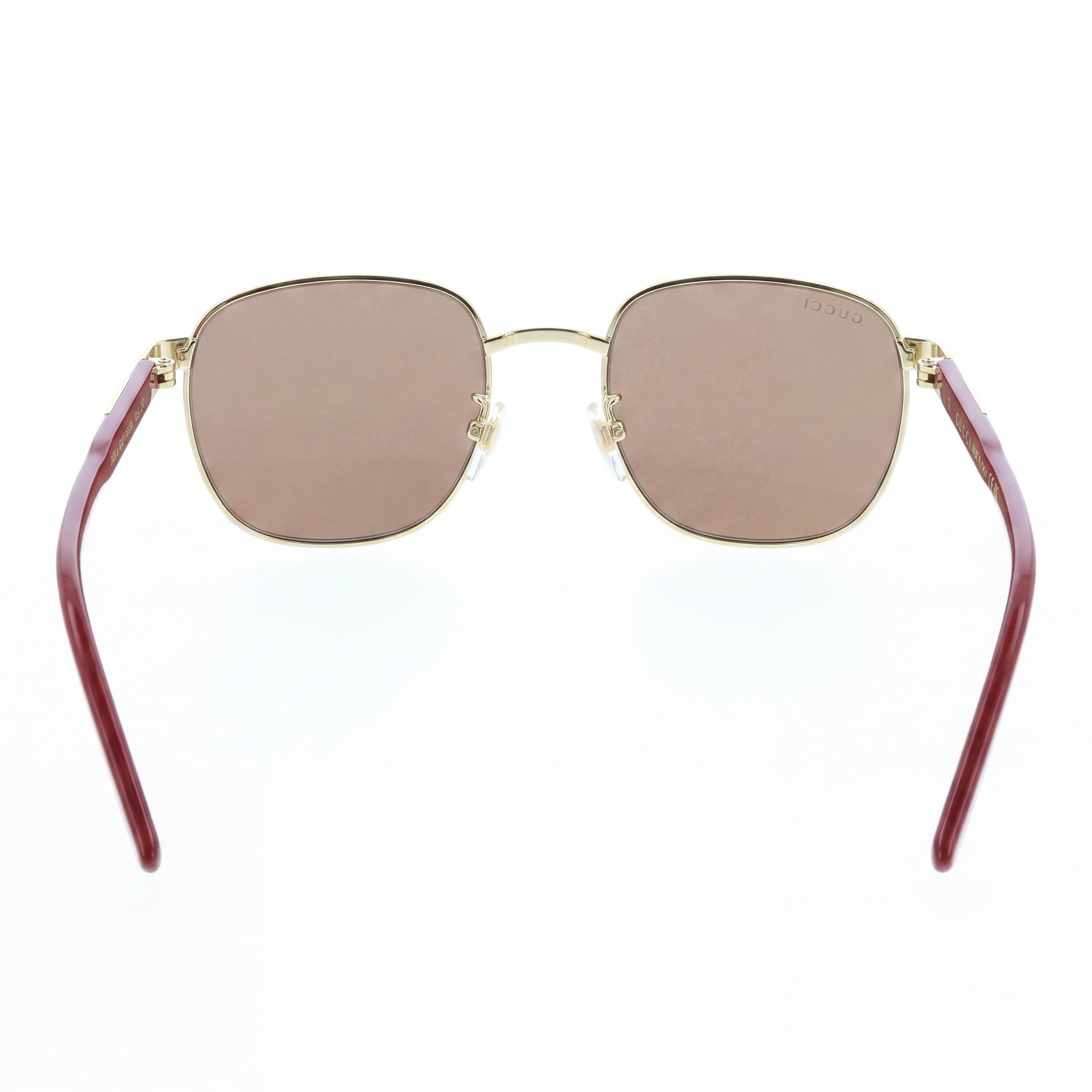 Gucci Classic Unisex Red & Gold Metal Frame Sunglasses with Brown Plastic Non-Polarized Lenses, 54mm, Photo 4