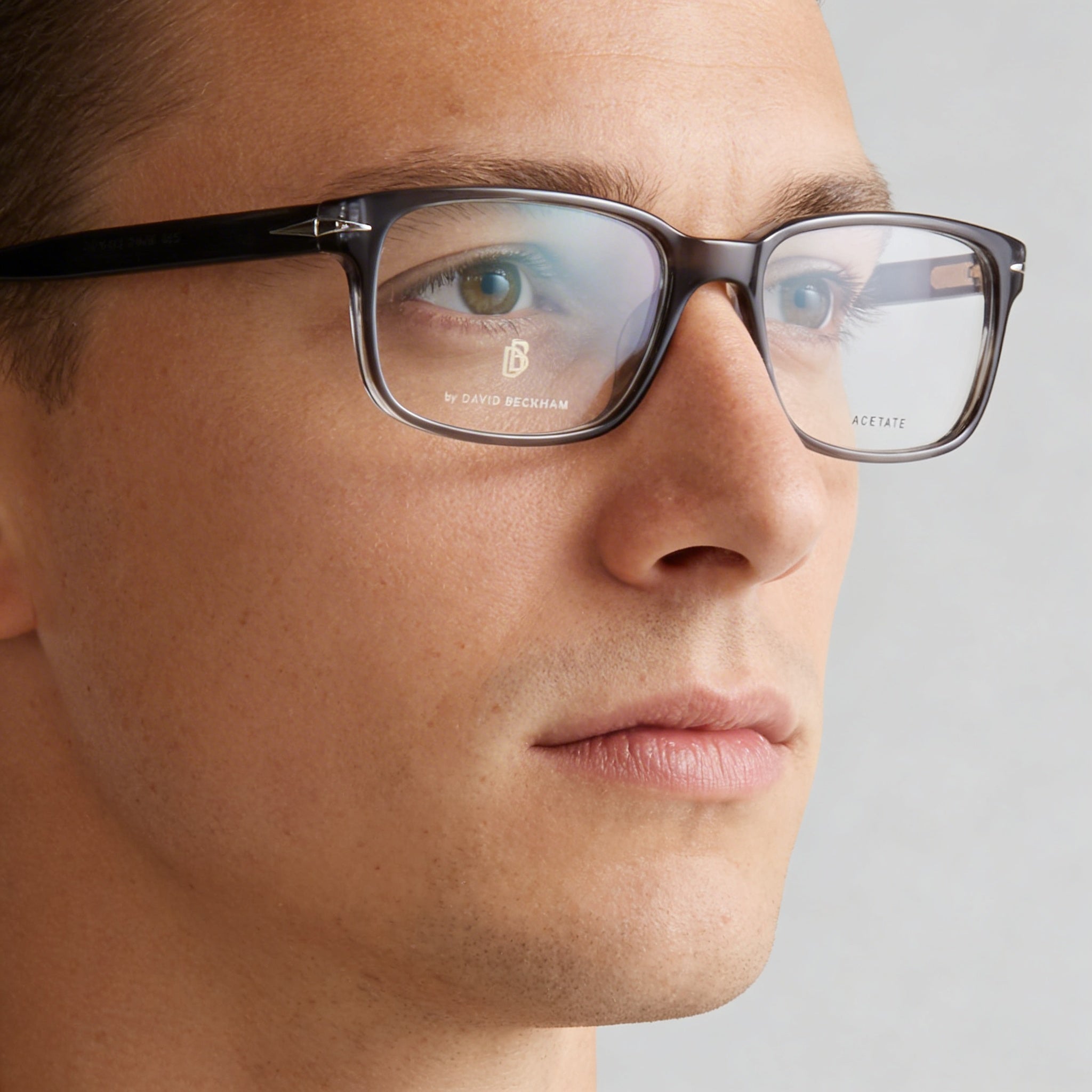 David Beckham Db 1065 Men's Grey Horn Plastic Frame Eyewear, 54mm Lens Width, Polycarbonate Lenses, Photo 4