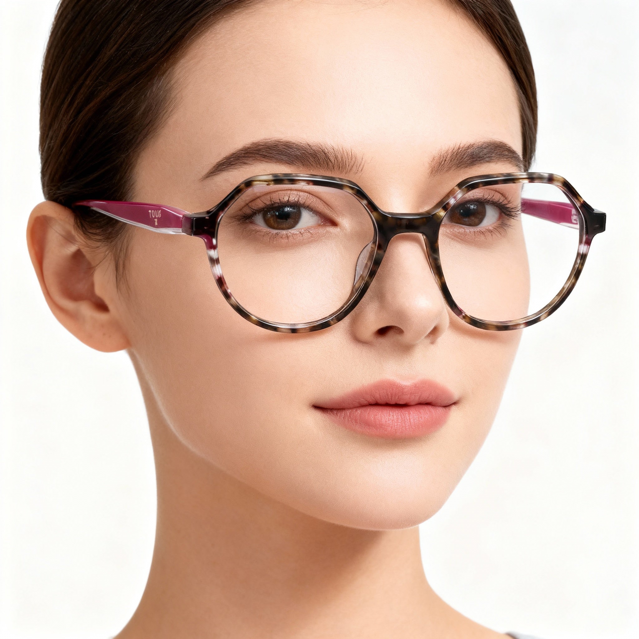 TOUS Geometric Women's Full-Rim Cellulose Acetate Eyeglasses Frame Brown Red Havana 51-17-135, Photo 4