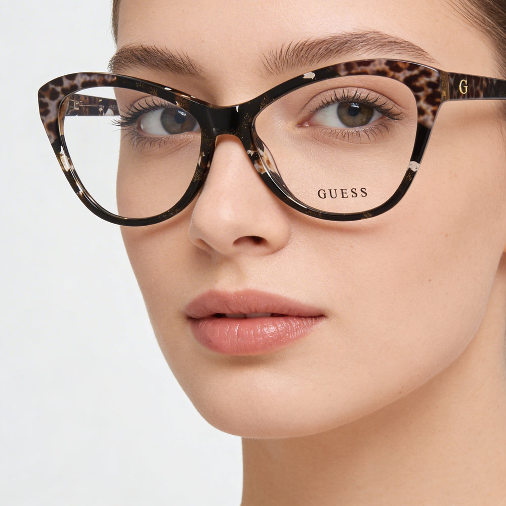 GUESS GU2818 Women's Dark Brown Acetate Optical Eyeglasses Frame with Demo Lenses, Lens 56mm, Bridge 16mm, Temple 140mm