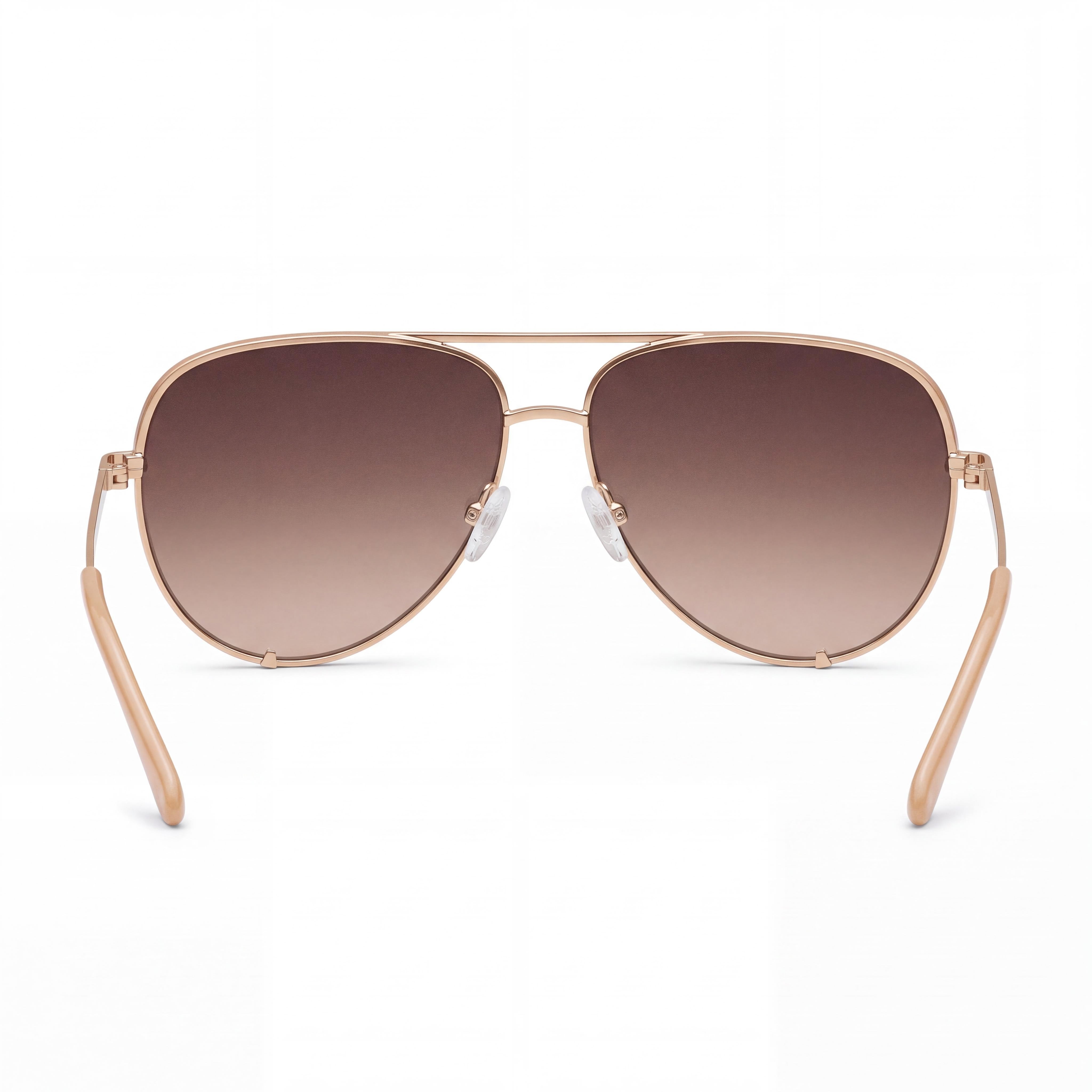 QUAY AUSTRALIA High Key Extra Large Women's Metal Frame Non-Polarized Sunglasses, Chamomile Dark Fawn, UV Protection, Photo 4
