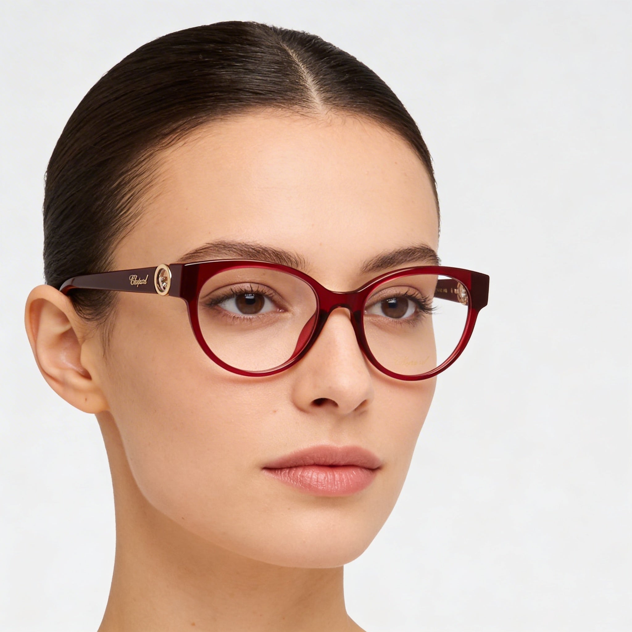 Chopard Classic VCH350S Women's Bordeaux Scuro Trasparente Lucido Acetate Optical Frame 53-19-145mm, Photo 4