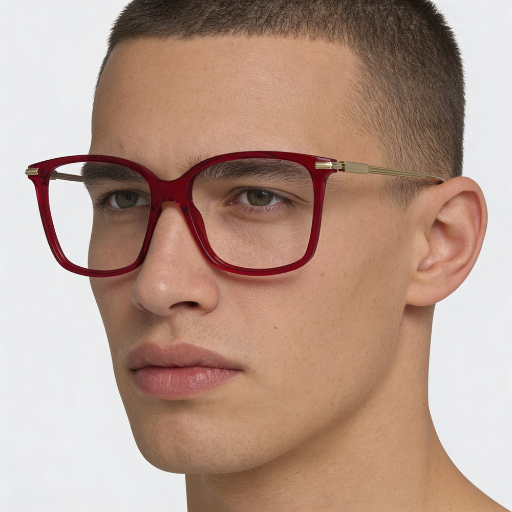 Gafas Salvatore Ferragamo SF2992 para hombre con montura de acetato burdeos transparente y lentes de 53 mm