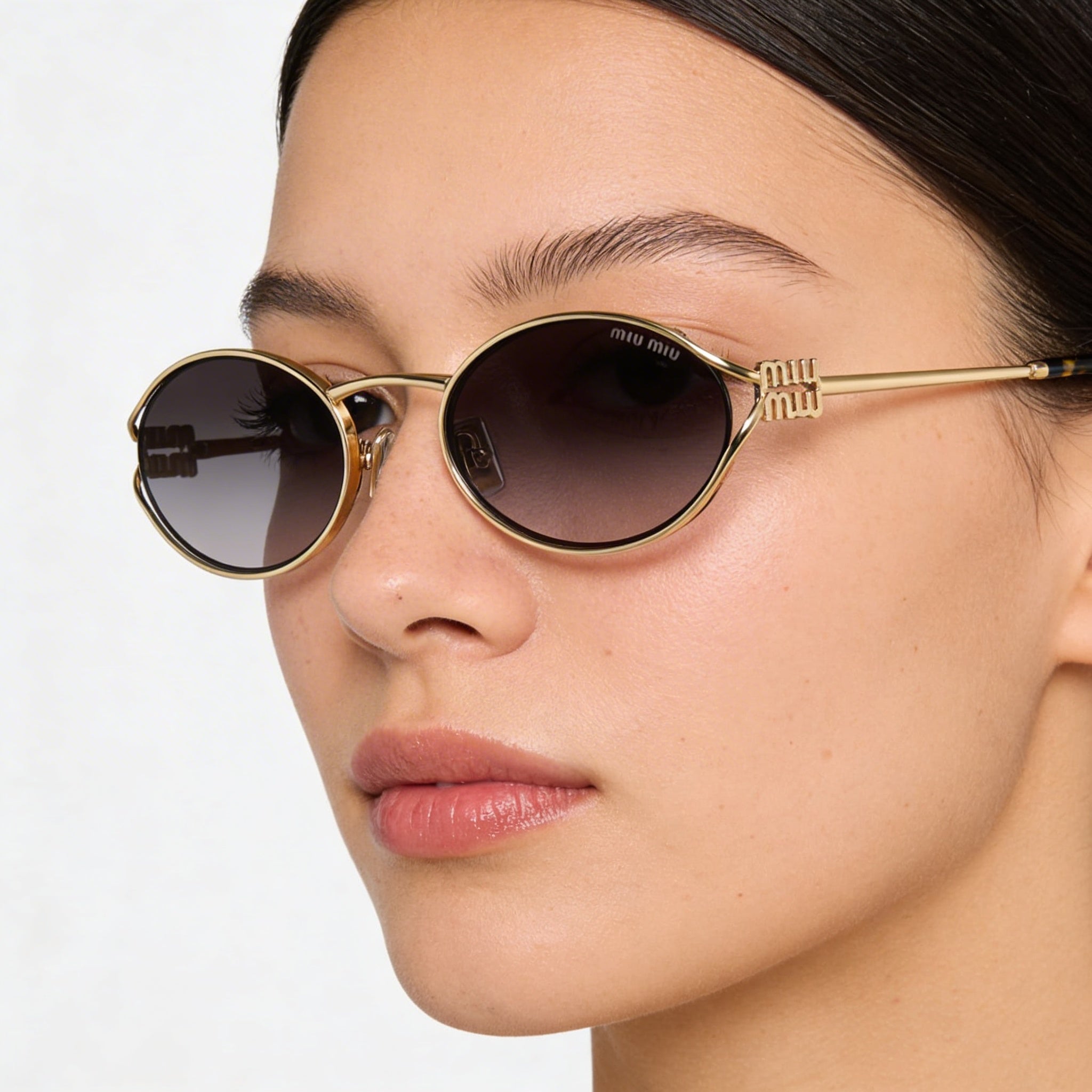 Miu Miu Modern Women's Multi-Coloured Metal Sunglasses with Grey Gradient Lenses and 100% UV Protection, Photo 3