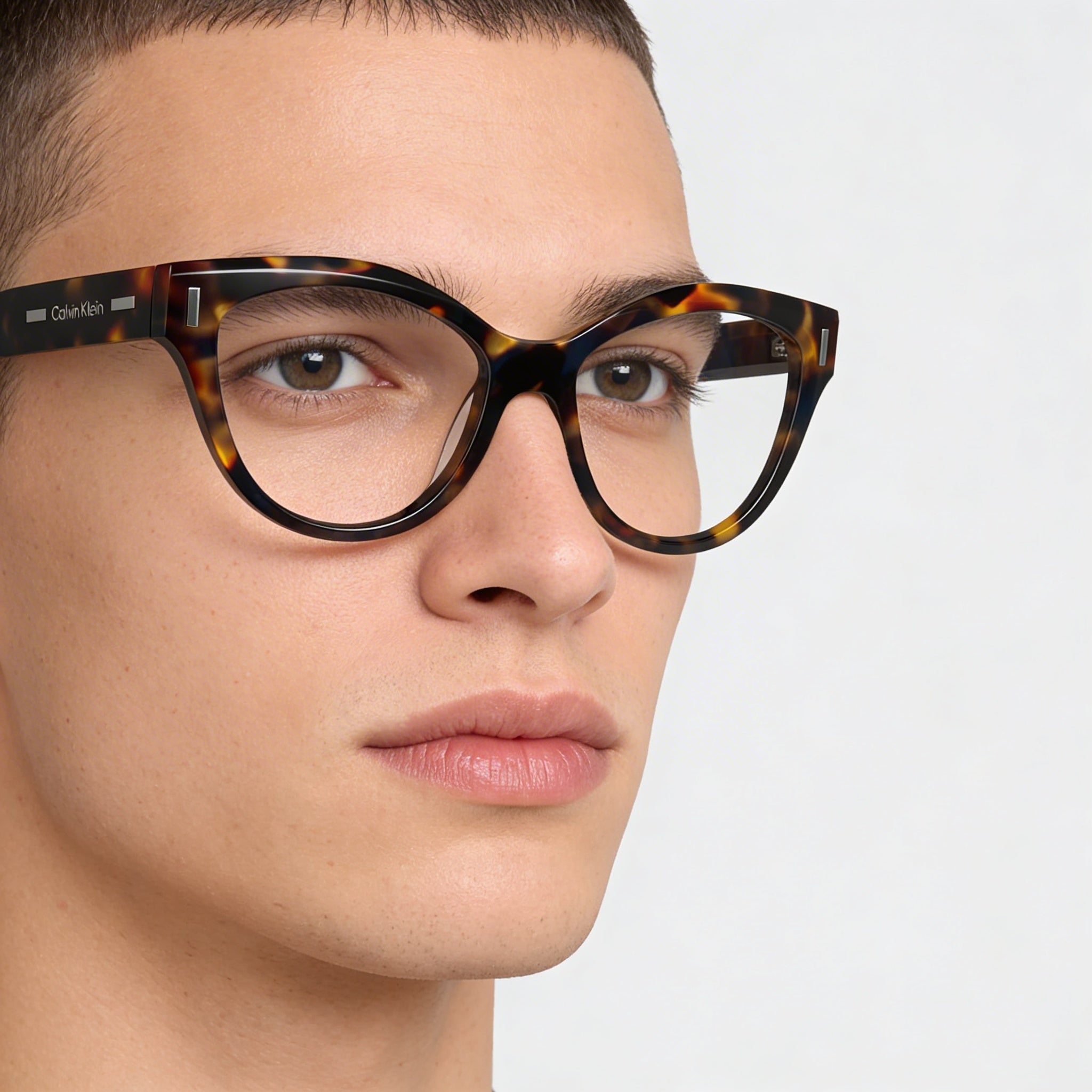 Gafas de sol unisex modernas Calvin Klein con montura de acetato azul Habana y protección UV de 53 mm, Photo 5