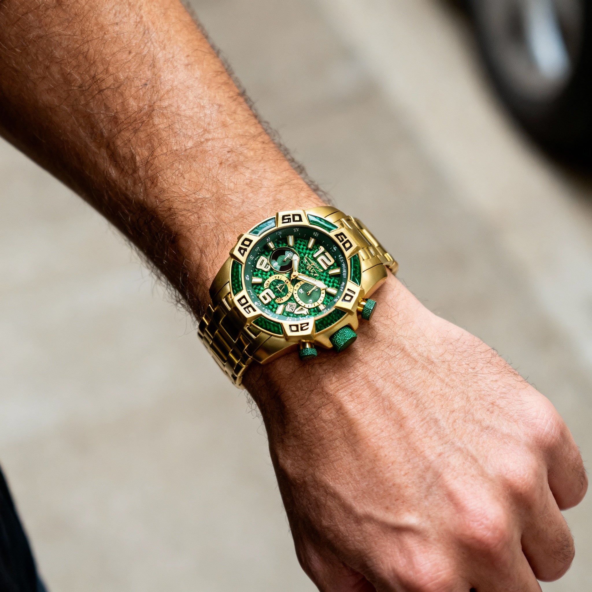 Reloj Invicta Pro Diver 34156 para hombre, cronógrafo de cuarzo, esfera verde, acero inoxidable dorado, 50 mm, Photo 4