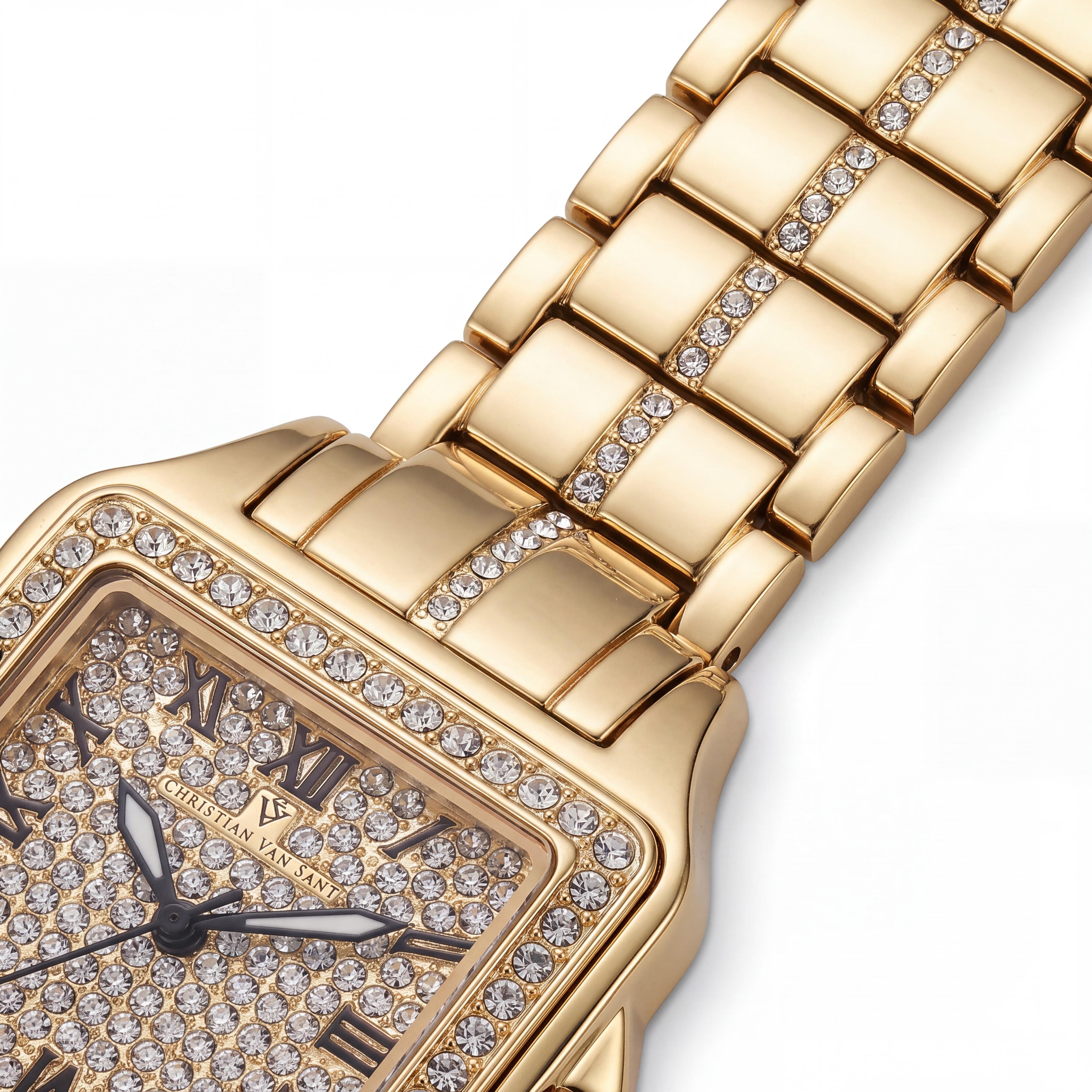 Christian Van Sant CV4621 Splendeur Women's Gold-tone Stainless Steel Bracelet Crystal-Embellished Quartz Watch 41mm, Photo 3