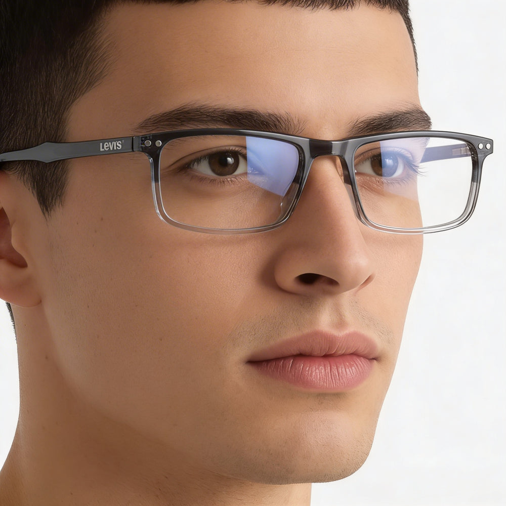 Gafas de sol Levi's LV 5020 para hombre, de polimetilmetacrilato bicolor, transparentes, de 55 mm, sin polarizar