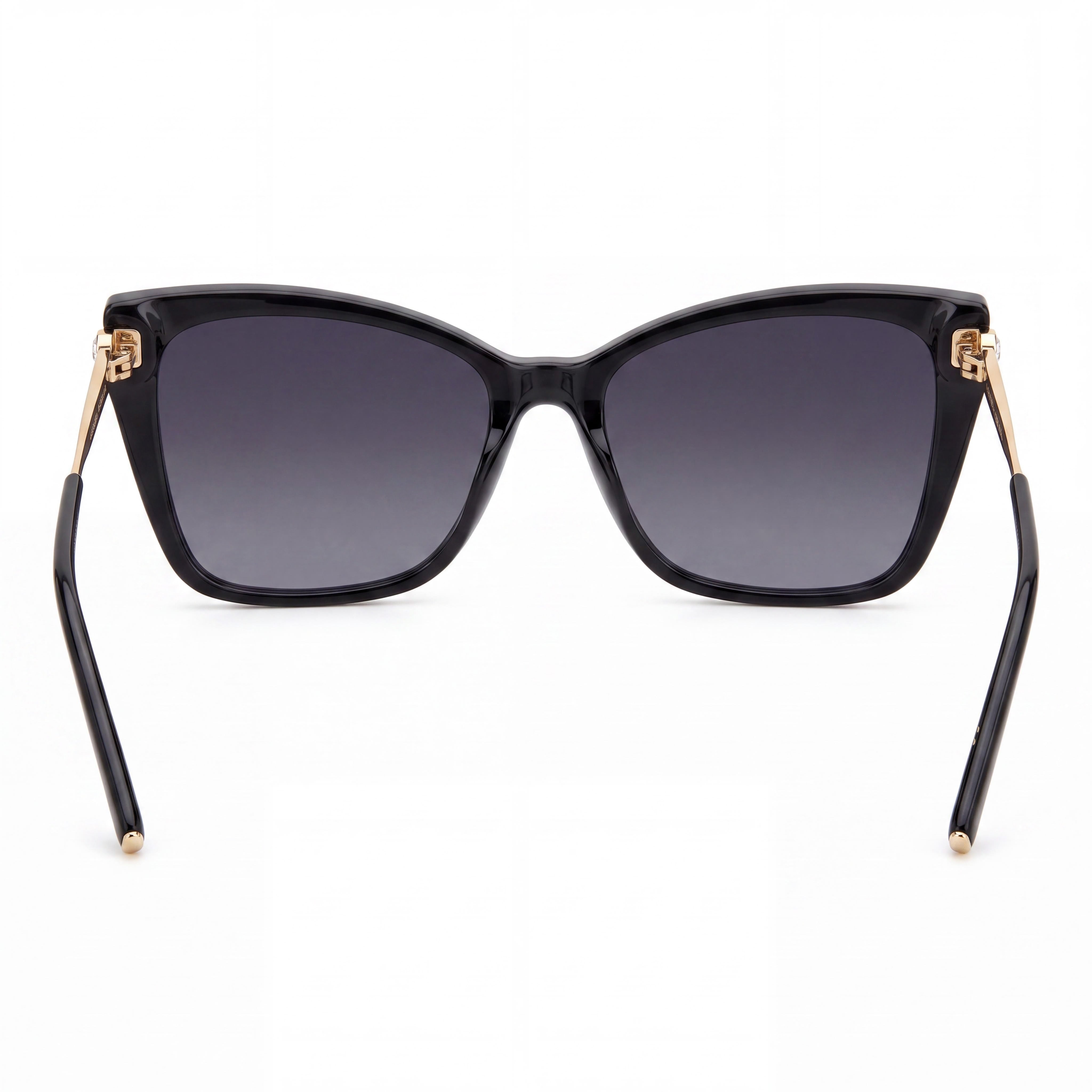Carolina Herrera Seasonal Women's Rectangular Plastic Sunglasses Black Gold Dark Grey Shaded 57mm, Photo 3