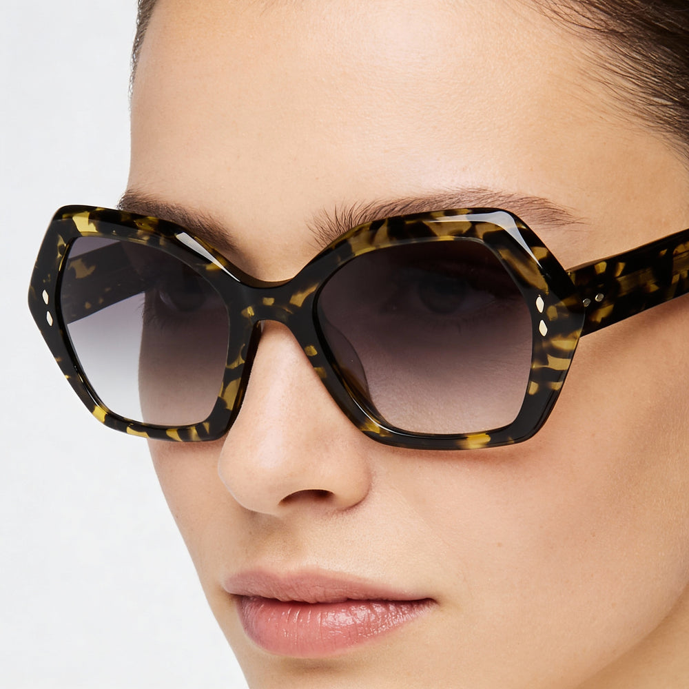Gafas de sol Isabel Marant Trendy de acetato para mujer, montura de acetato gris habana amarillo, lentes grises, protección UV, 53 mm