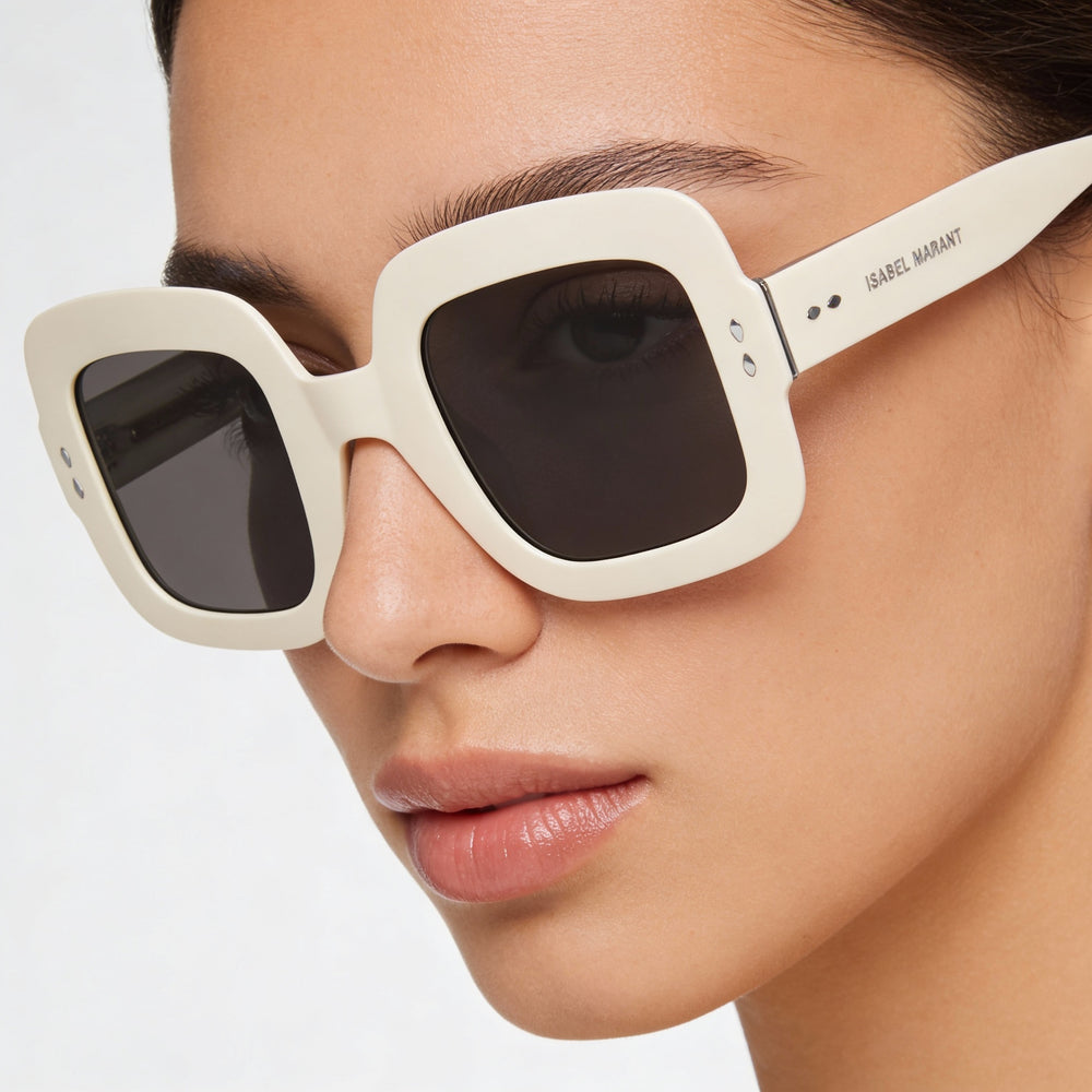 Isabel Marant IM 0074/G/S Gafas de sol cuadradas de acetato para mujer, sin polarizar, con protección UV, 49 mm, color marfil