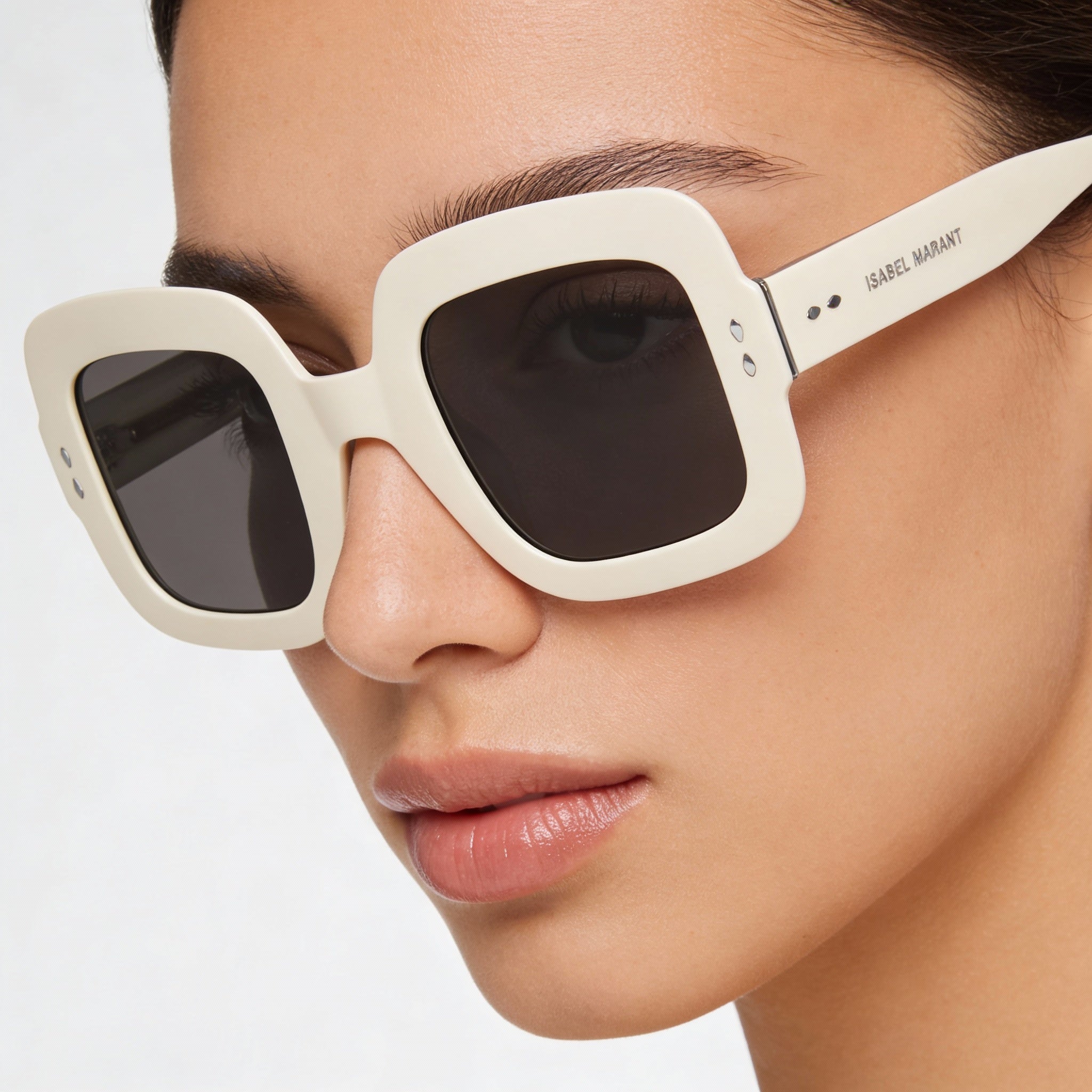 Isabel Marant IM 0074/G/S Women's Acetate Square Non-Polarized UV Protection Sunglasses 49mm Ivory, Photo 3