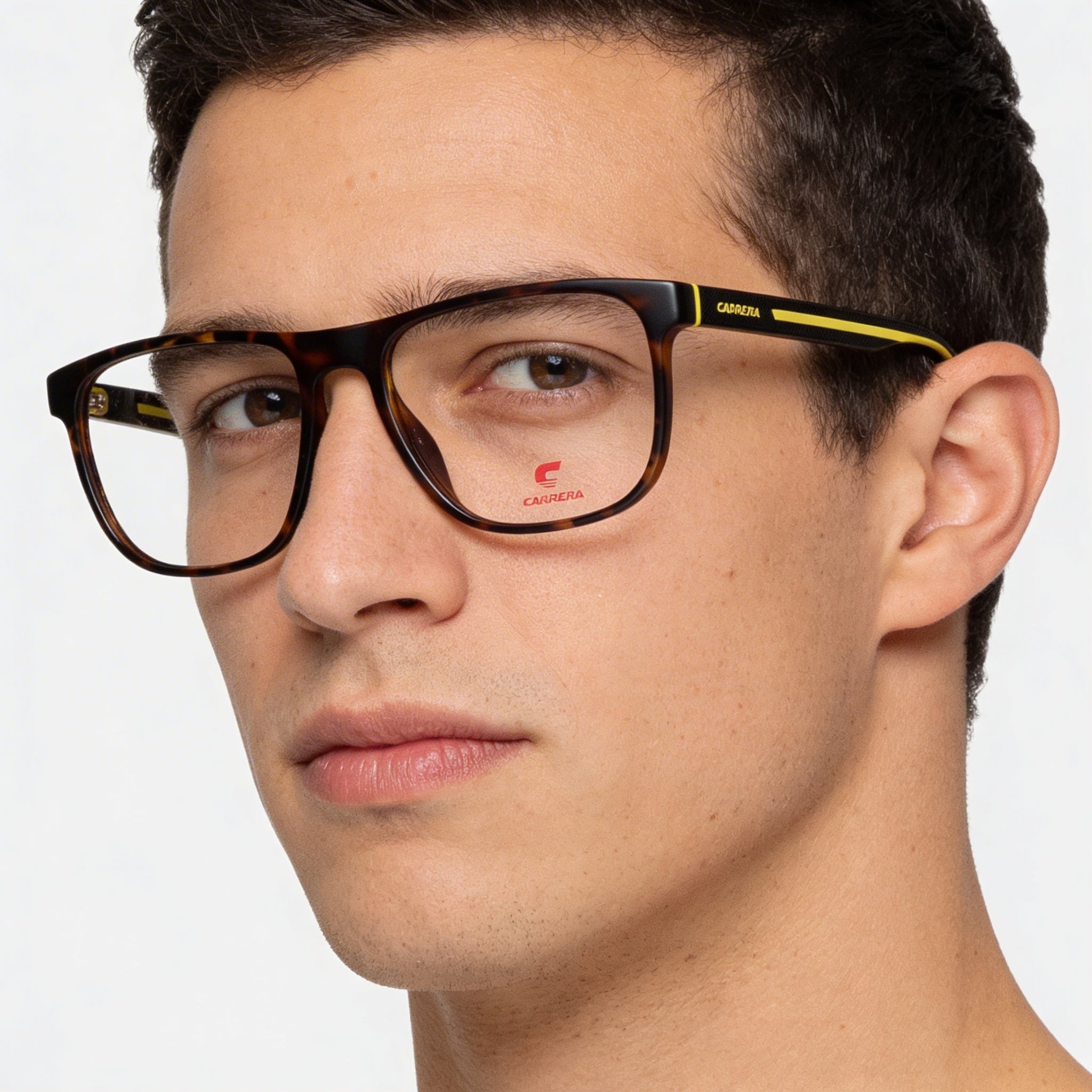Carrera Men's Rectangular Optical Frames, Polarized, Matte Havana Polyamide, 55-17-145, Photo 5
