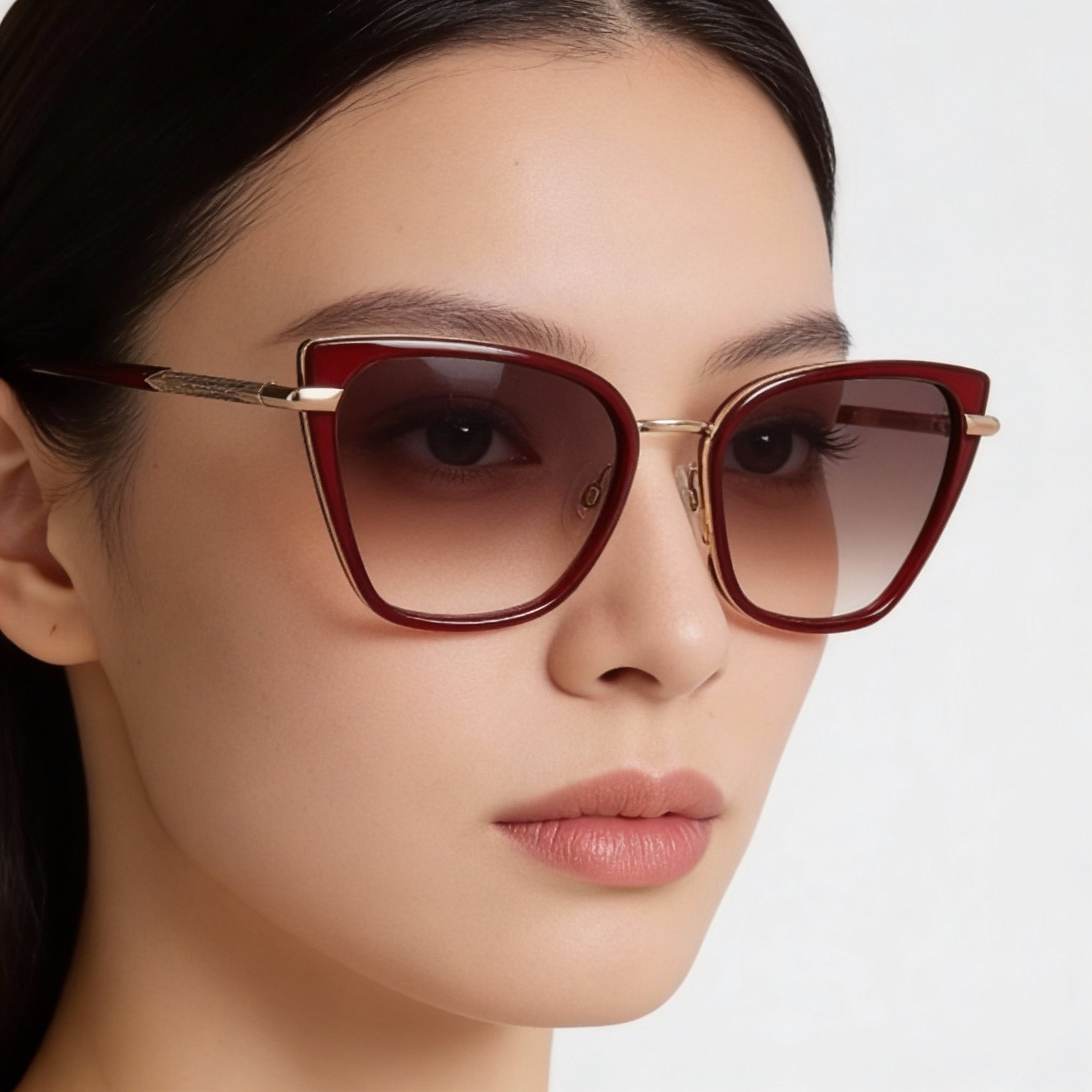 Gafas de sol Rag & Bone Modern para mujer, con montura de metal burdeos y lentes de policarbonato, protección UV, no polarizadas, 56 mm, Photo 5