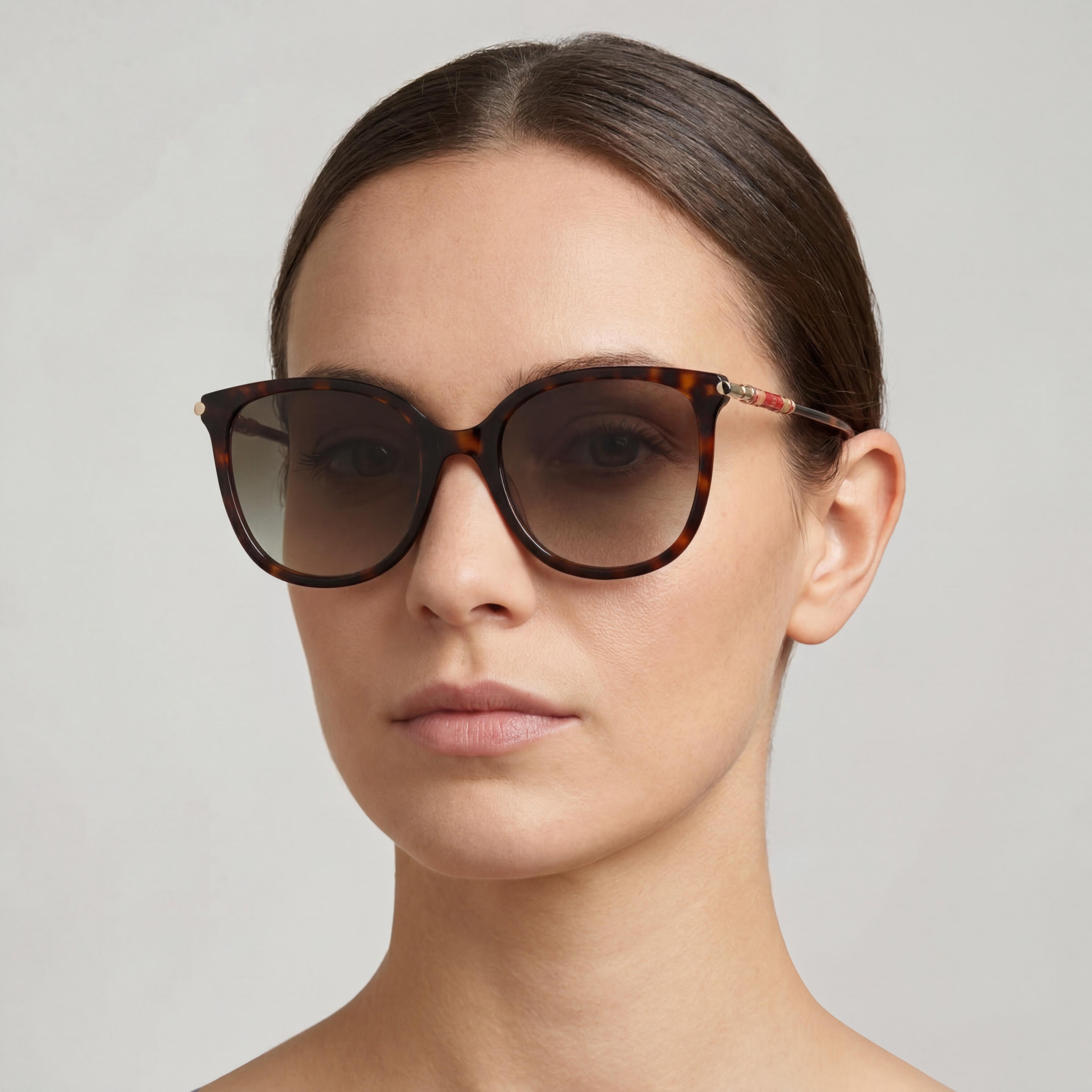 Gafas de sol Carolina Herrera CH 0023/S para mujer, armazón de acetato Habana, lentes grises degradadas con protección UV, 55 mm, Photo 4