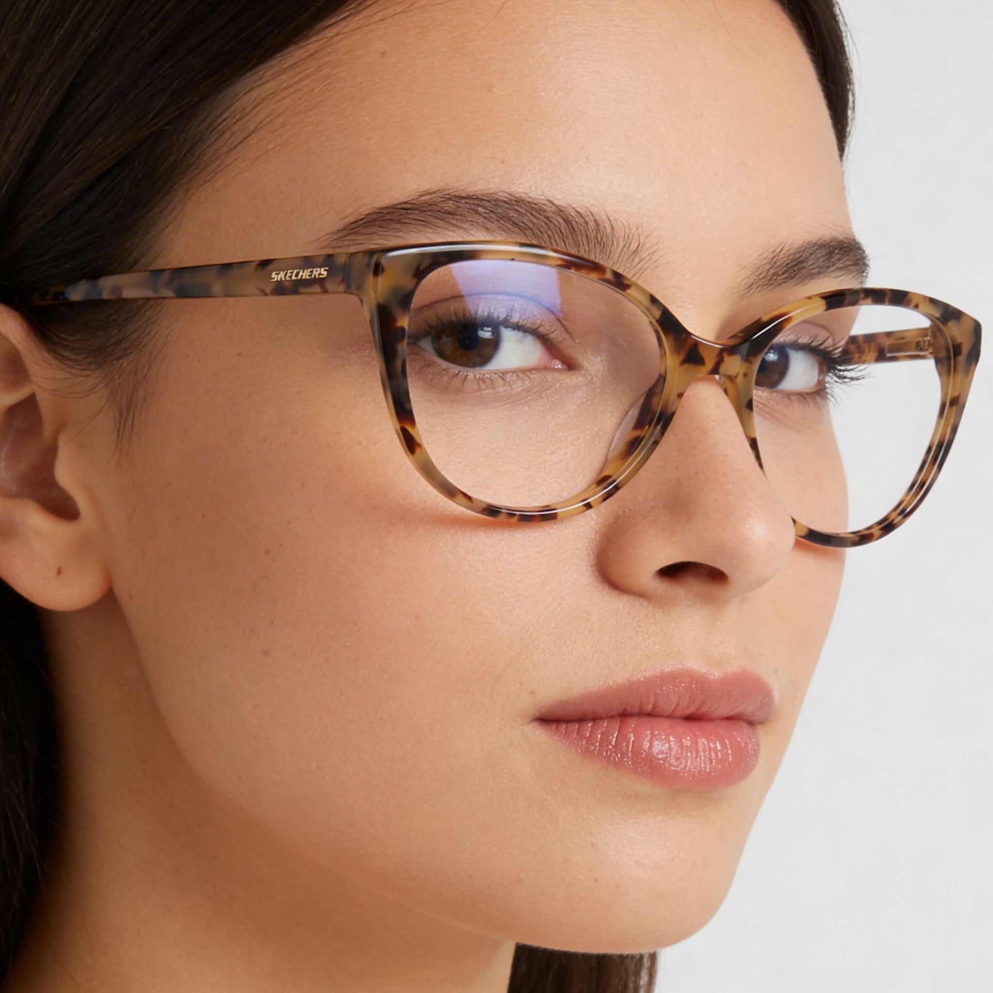 Skechers Modern Women's Brown Eyeglasses with Plastic Lenses, 50mm Lens Width, 16mm Bridge, 140mm Temple Length, Photo 5