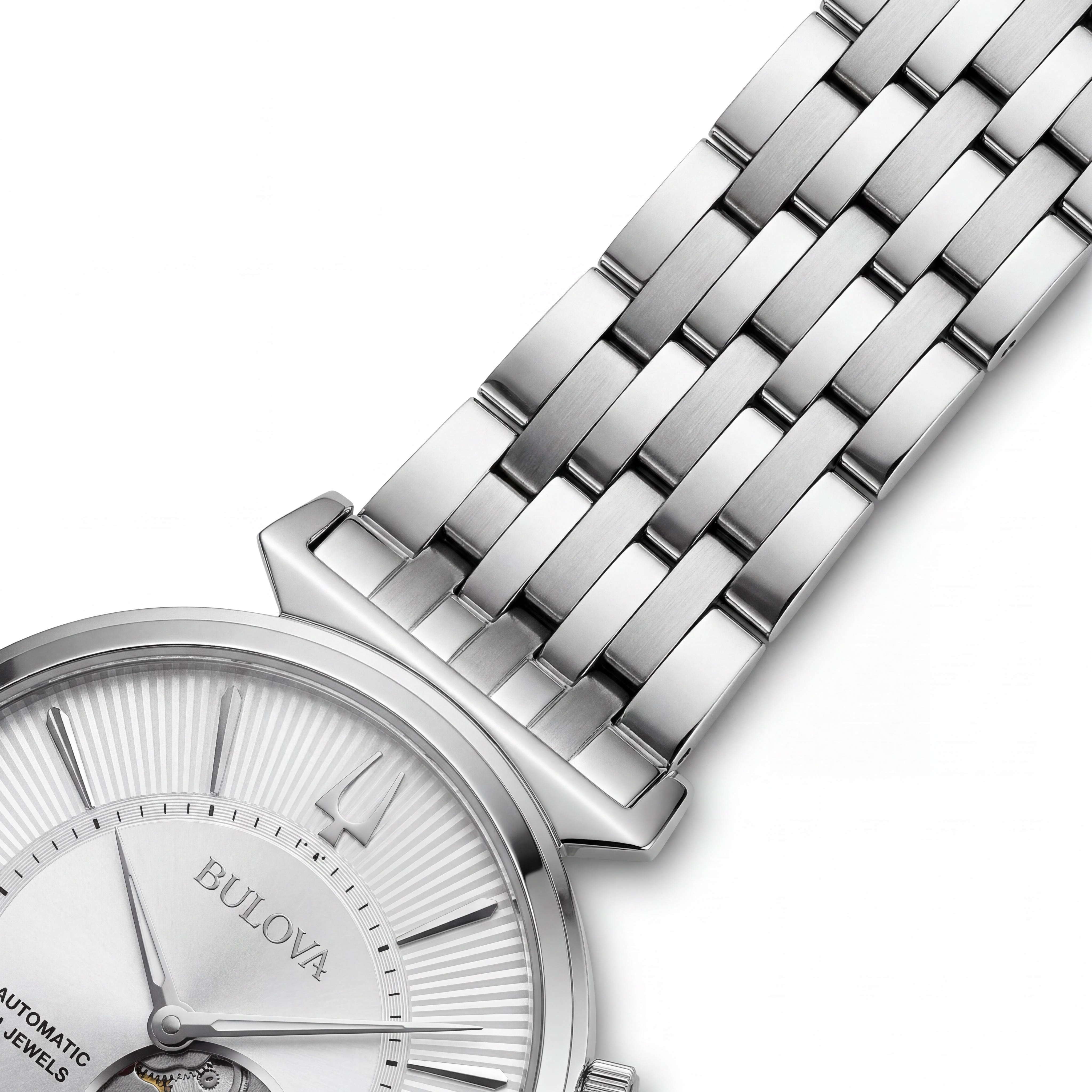 Reloj Bulova Regatta automático para hombre con brazalete de acero inoxidable en tono plateado y cristal de zafiro resistente a los arañazos, Photo 3