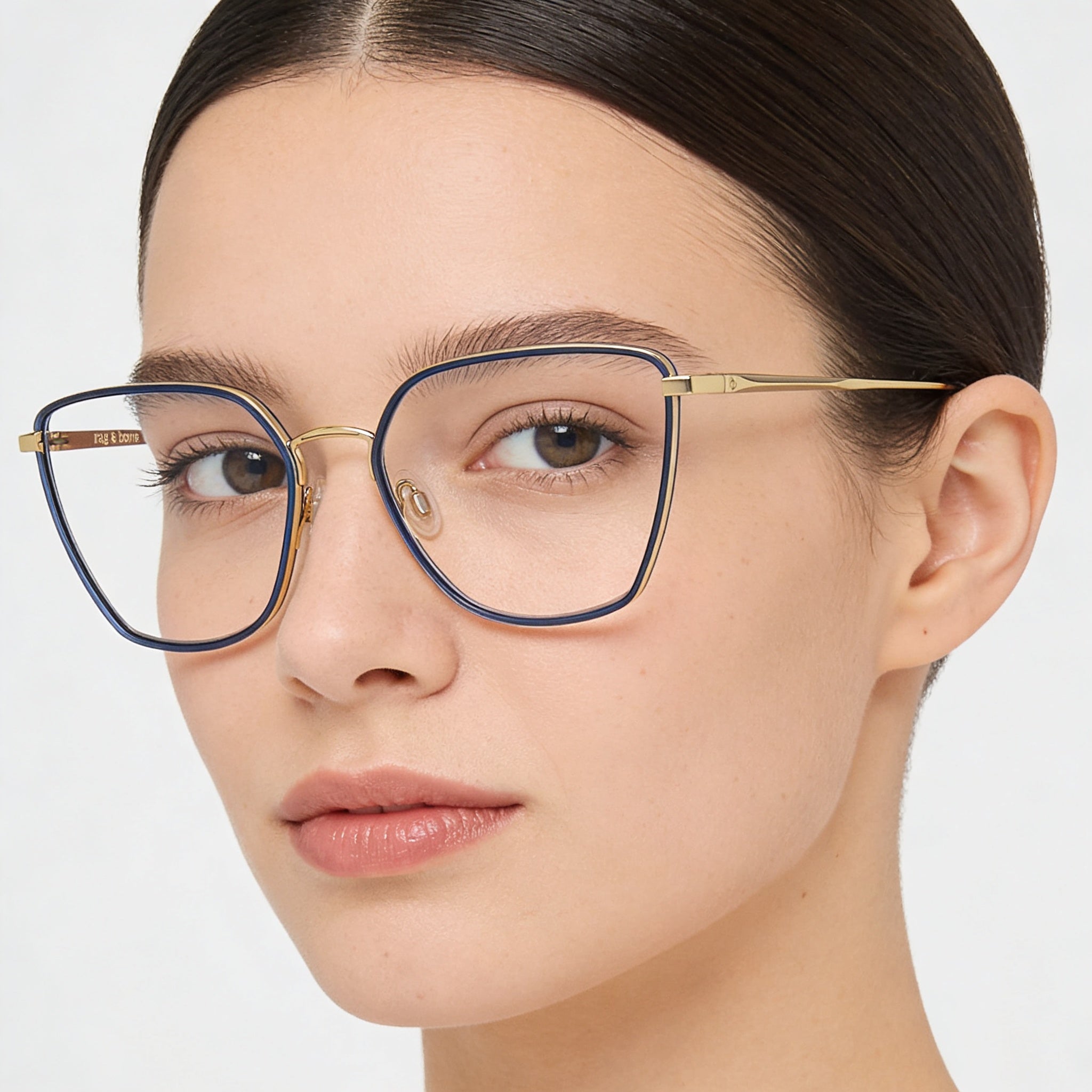 rag & bone Rnb3028 Women’s Stainless Steel Gold Blue Eyewear 55mm, Photo 3