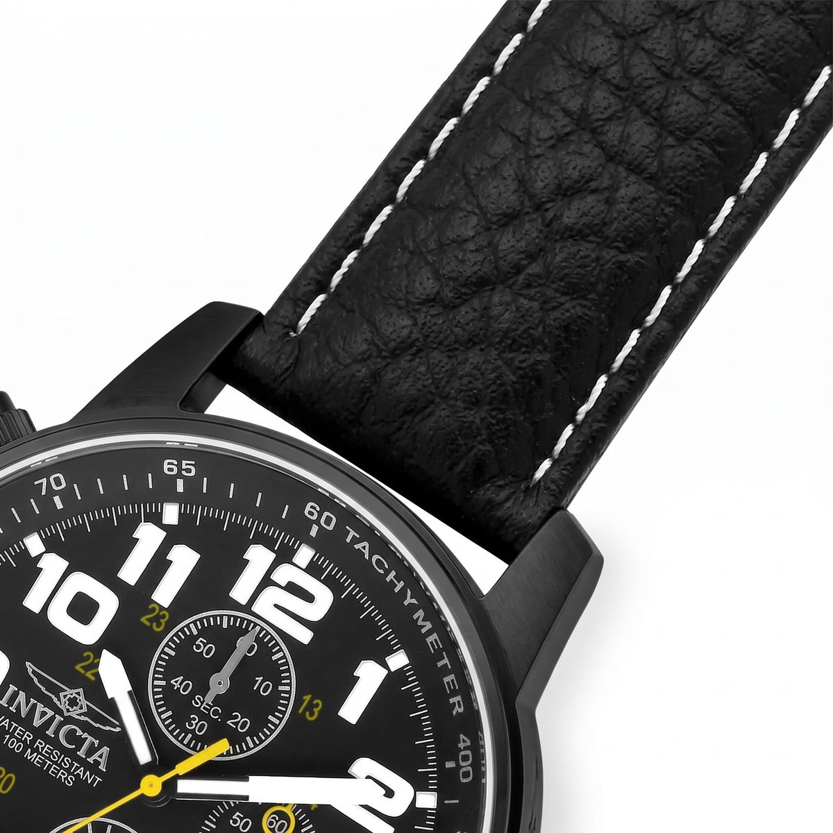 Reloj cronógrafo Invicta I-Force 3332 Lefty para hombre, caja de acero inoxidable negra de 46 mm, correa de cuero, Photo 2