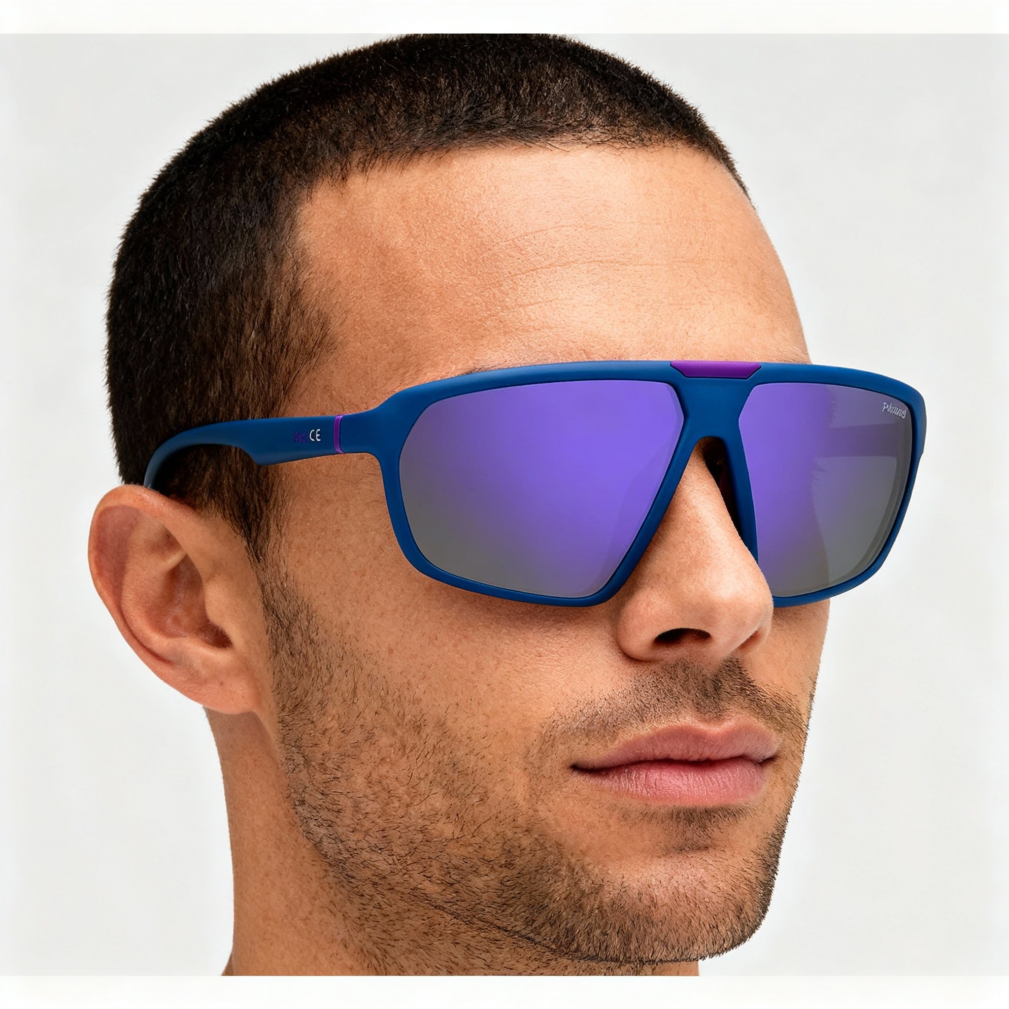 Polaroid PLD 2142/S Men's Modern Style Matte Black Violet Plastic Sunglasses, Polarized Violet Mirror Lenses 61mm, Photo 4