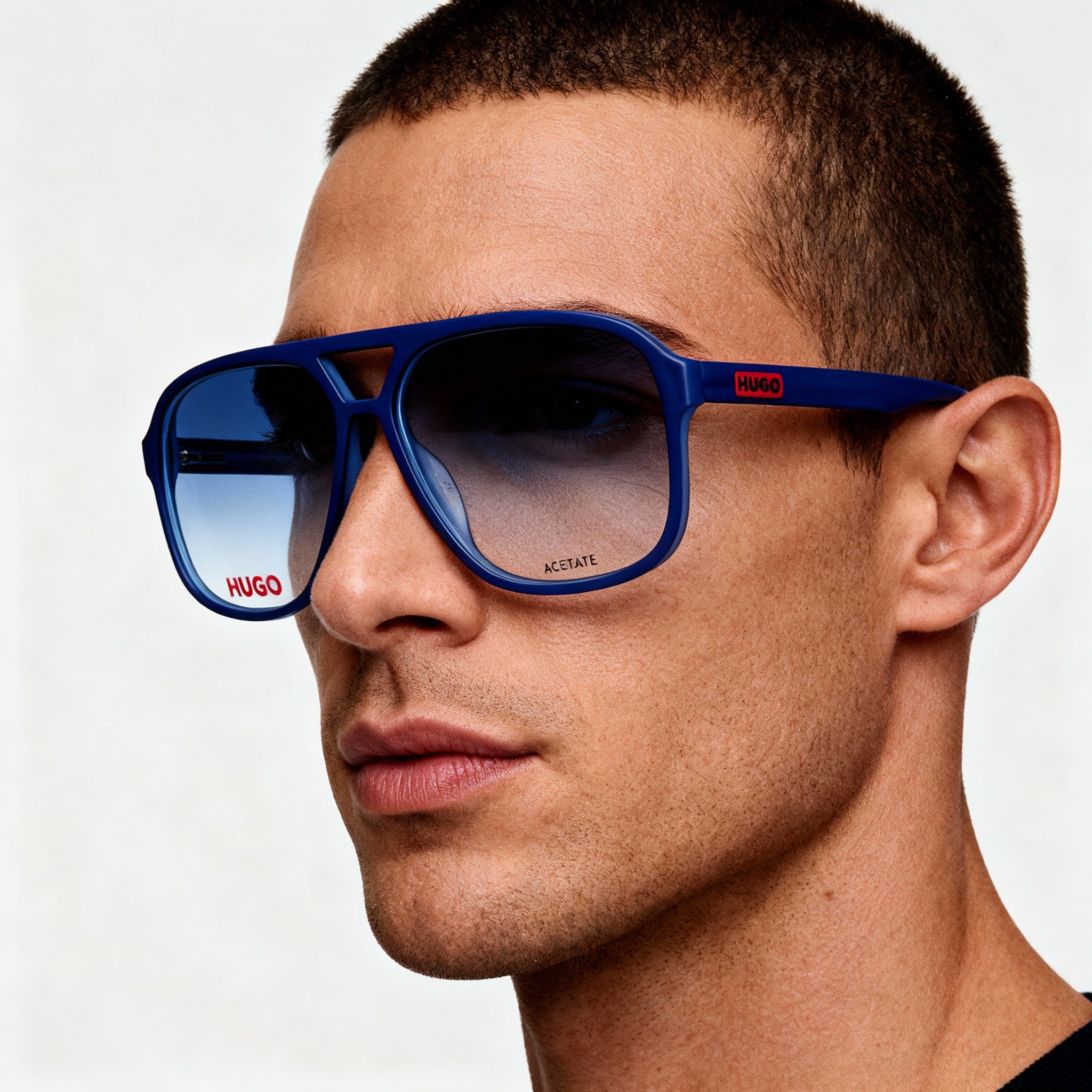 Hugo Boss Modern Hg 1200 Men's Blue Acetate Frame Non-Polarised Polycarbonate Lenses Eyewear 59mm Lens Width, Photo 4