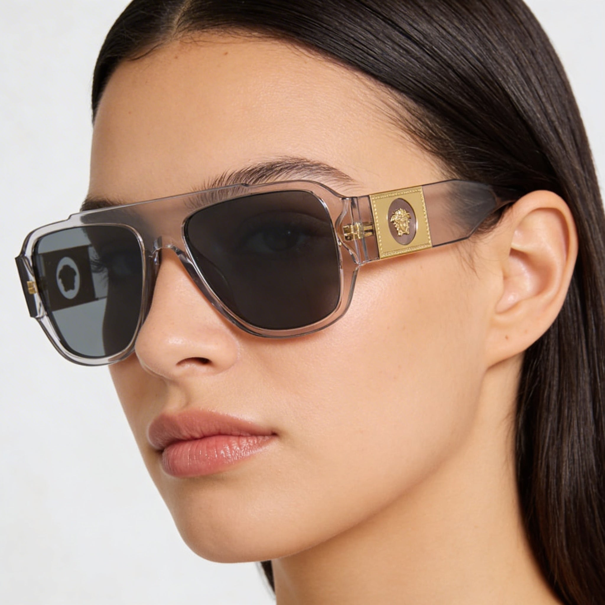Versace Modern Women's Transparent Grey Molded Plastic UV Protection Non-Polarized Sunglasses 57mm, Photo 4