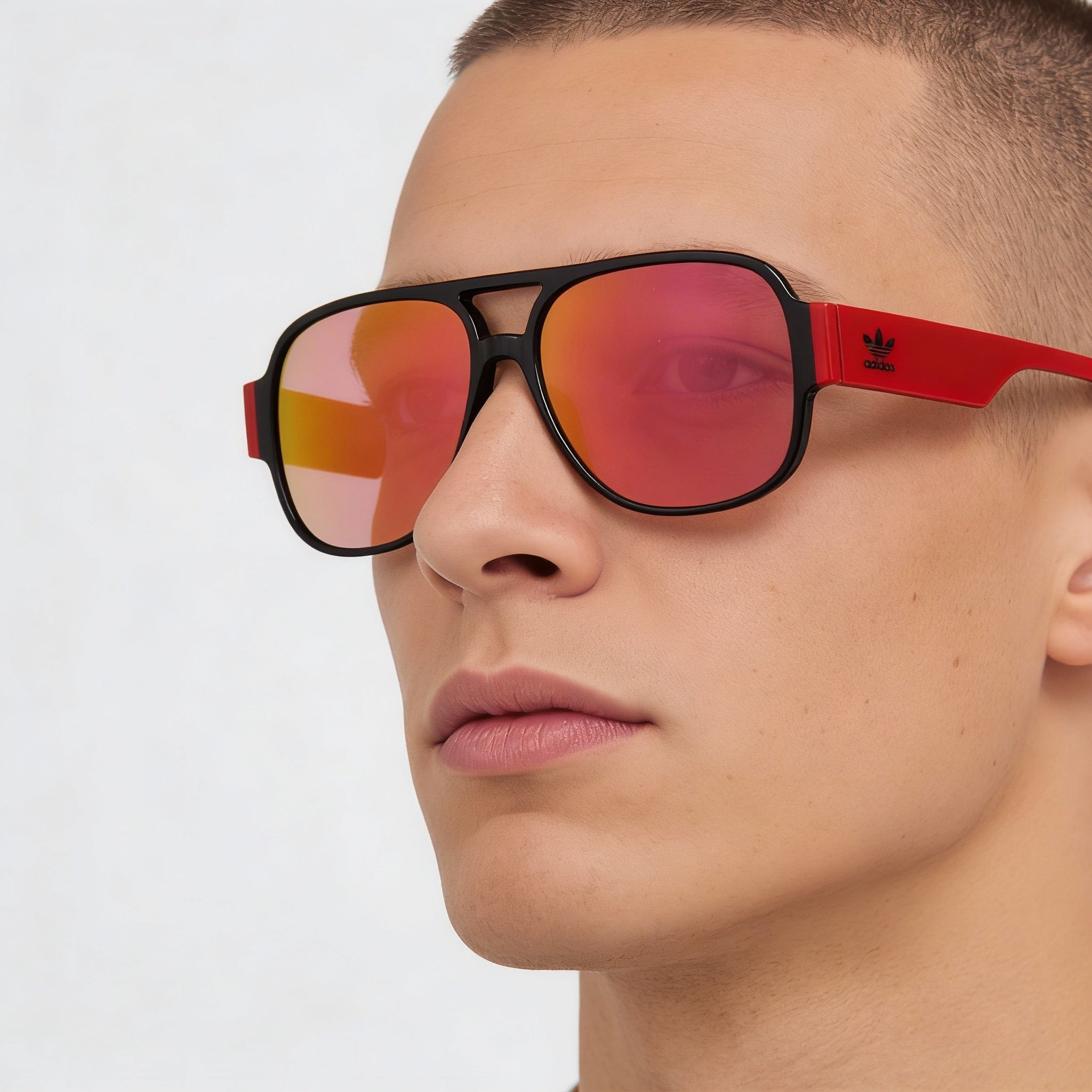 Gafas de sol adidas Originals Classic para hombre, de acetato, color negro brillante, 57 mm, efecto espejo burdeos, protección UV, Photo 4