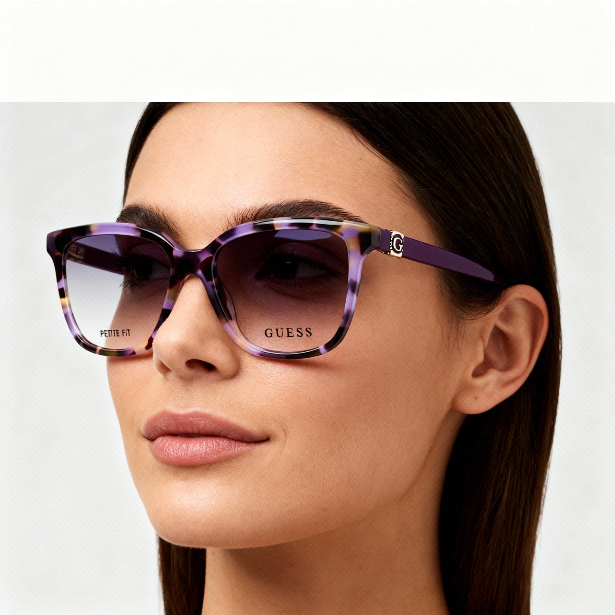 GUESS Modern Women's Plastic Frame Eyeglasses, Violet Frame, Blue Tortoise Non-Polarized Lenses, 49-15-140, Photo 4