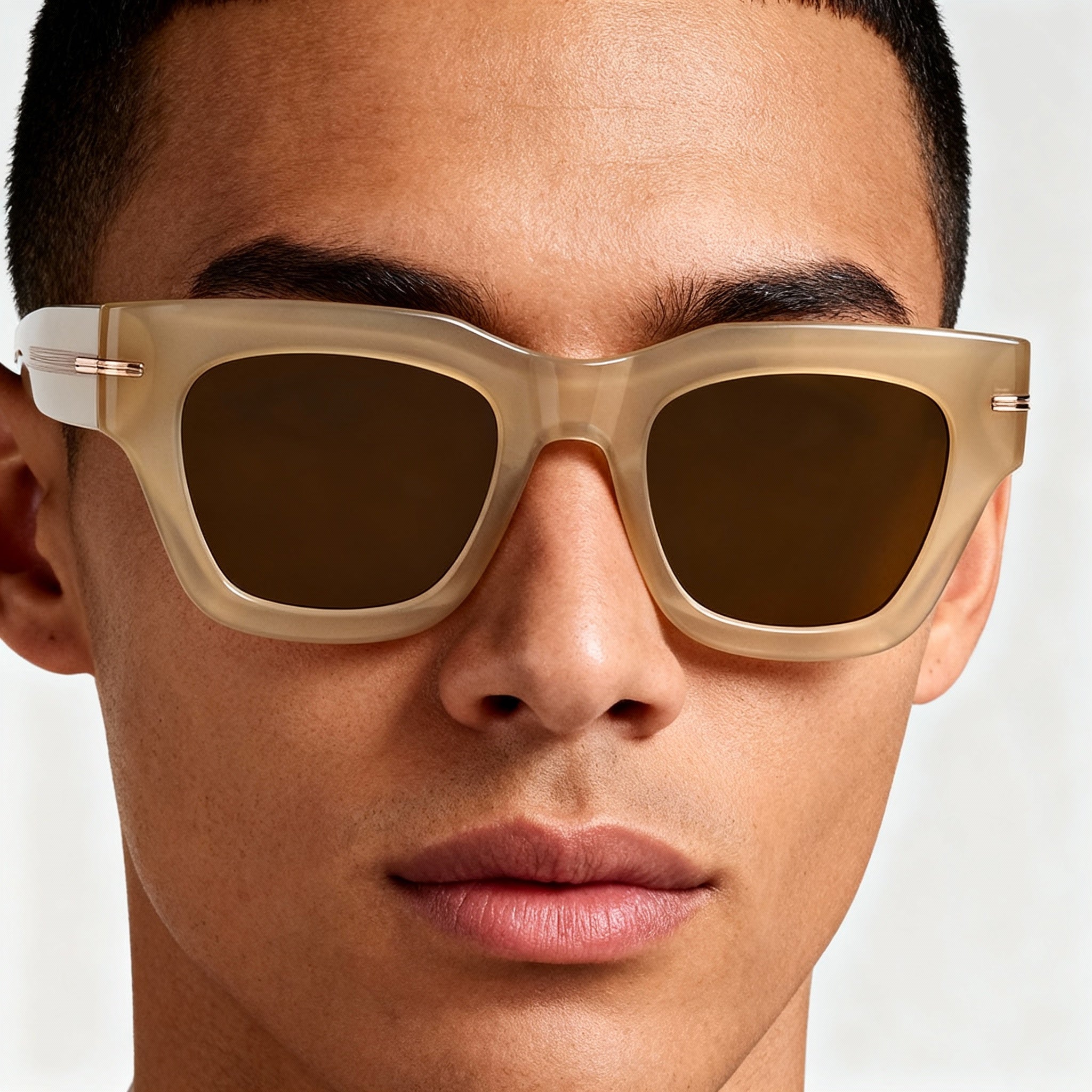 Hugo Boss Contemporary Women's Acetate Frame Sunglasses with Polycarbonate Non-Polarized Lens, Beige, 51mm, Photo 4